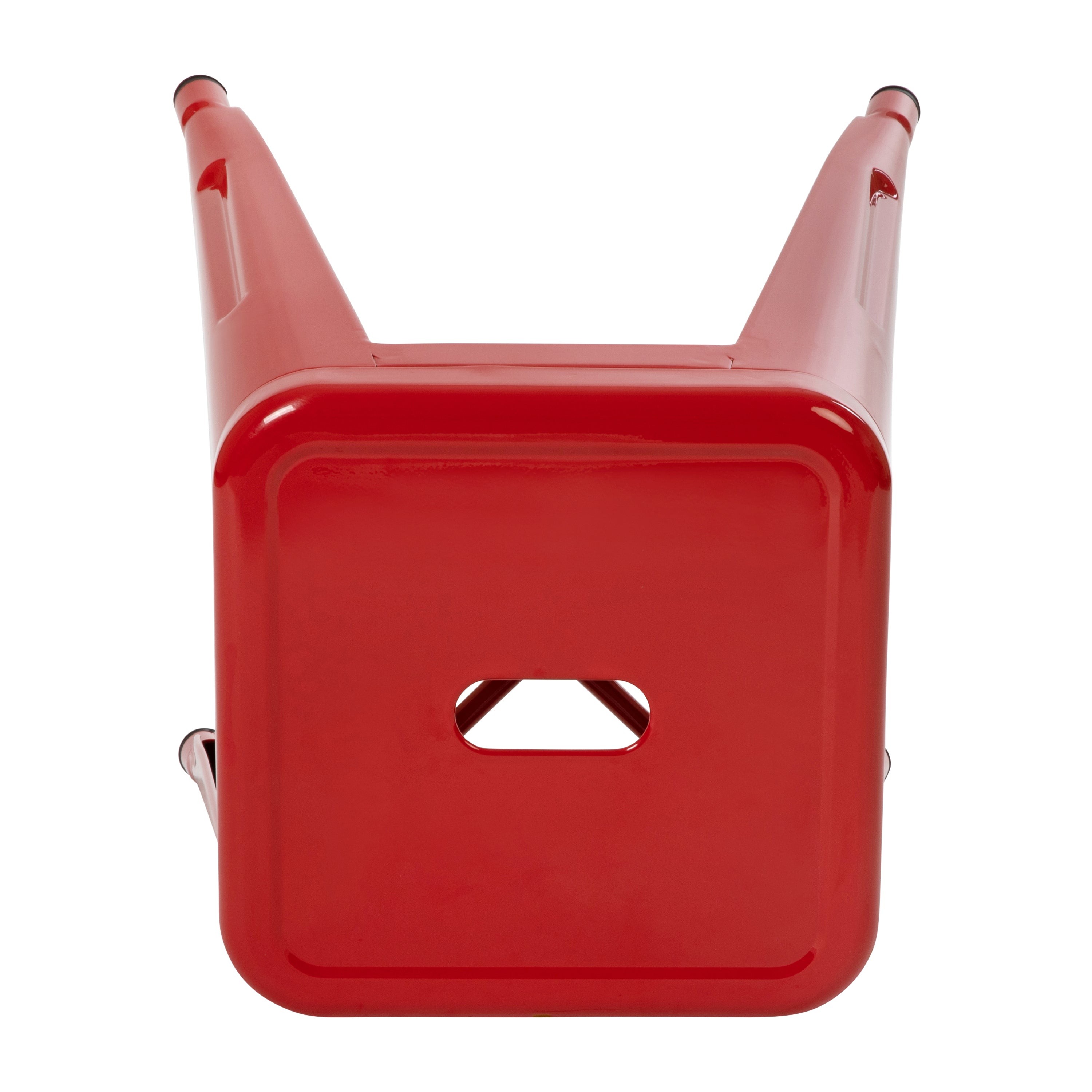 Kai 18" Table Height Stool, Stackable Backless Metal Indoor Dining Stool, Commercial Grade Restaurant Stool in Red - Set of 4