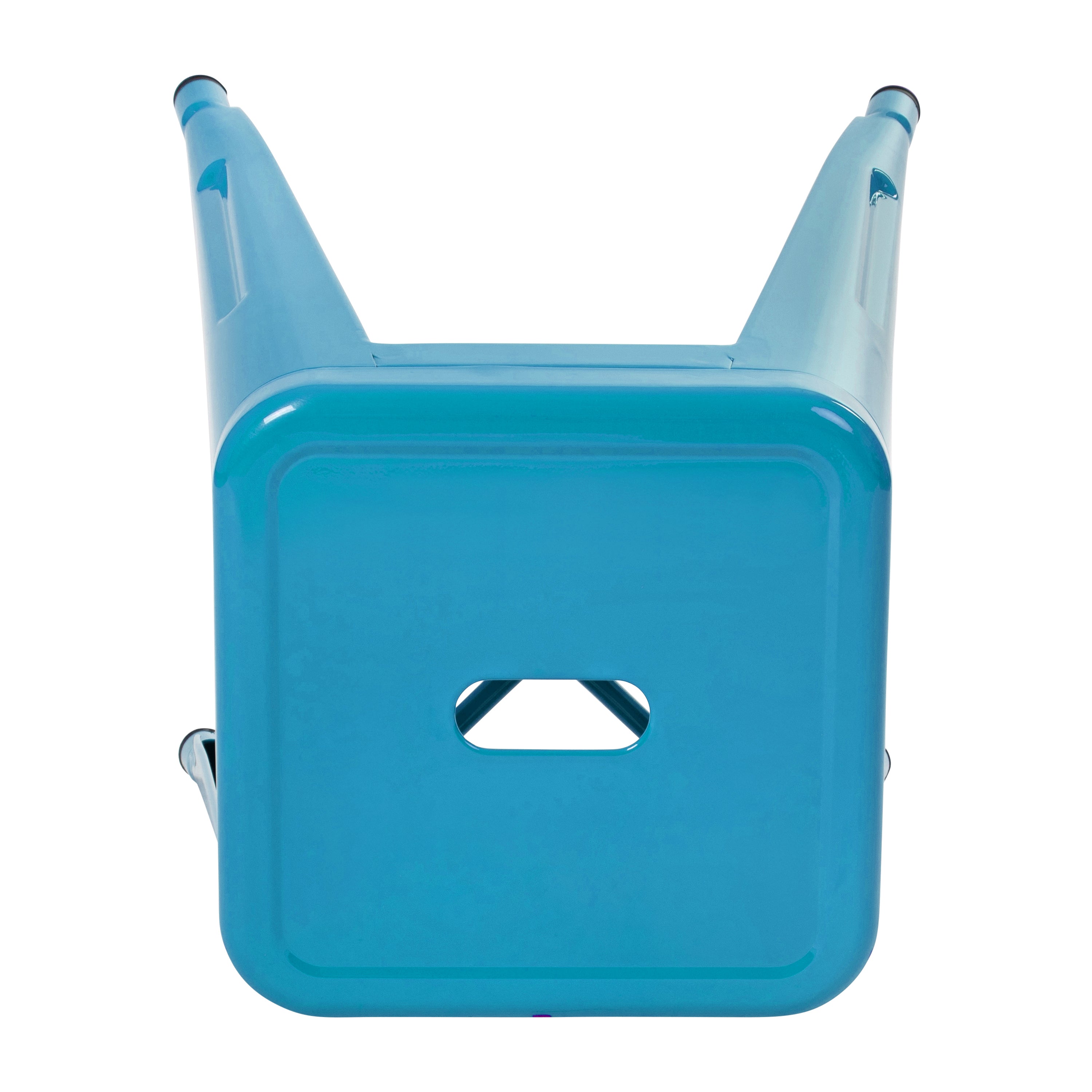 Kai 18" Table Height Stool, Stackable Backless Metal Indoor Dining Stool, Commercial Grade Restaurant Stool in Teal - Set of 4