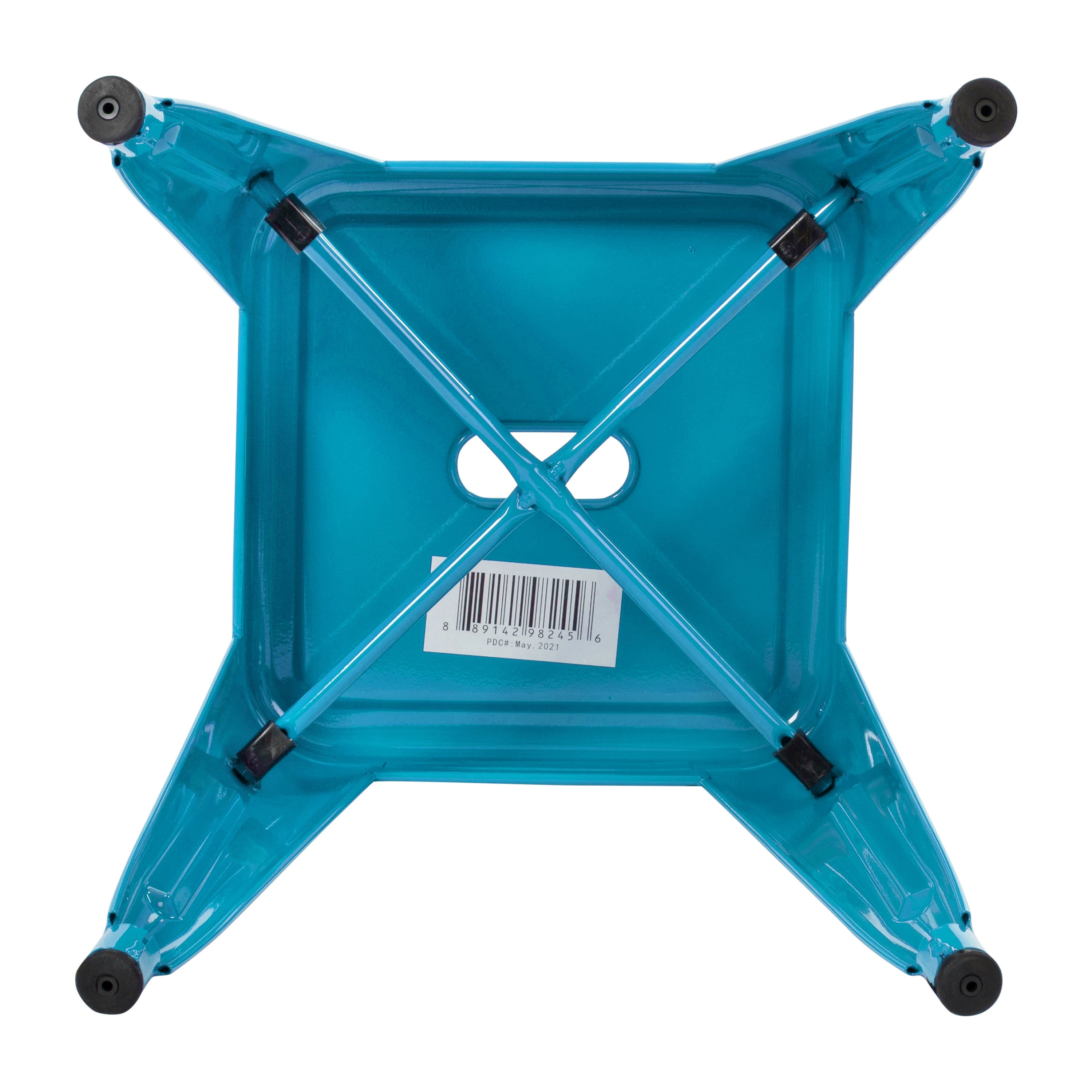 Kai 18" Table Height Stool, Stackable Backless Metal Indoor Dining Stool, Commercial Grade Restaurant Stool in Teal - Set of 4