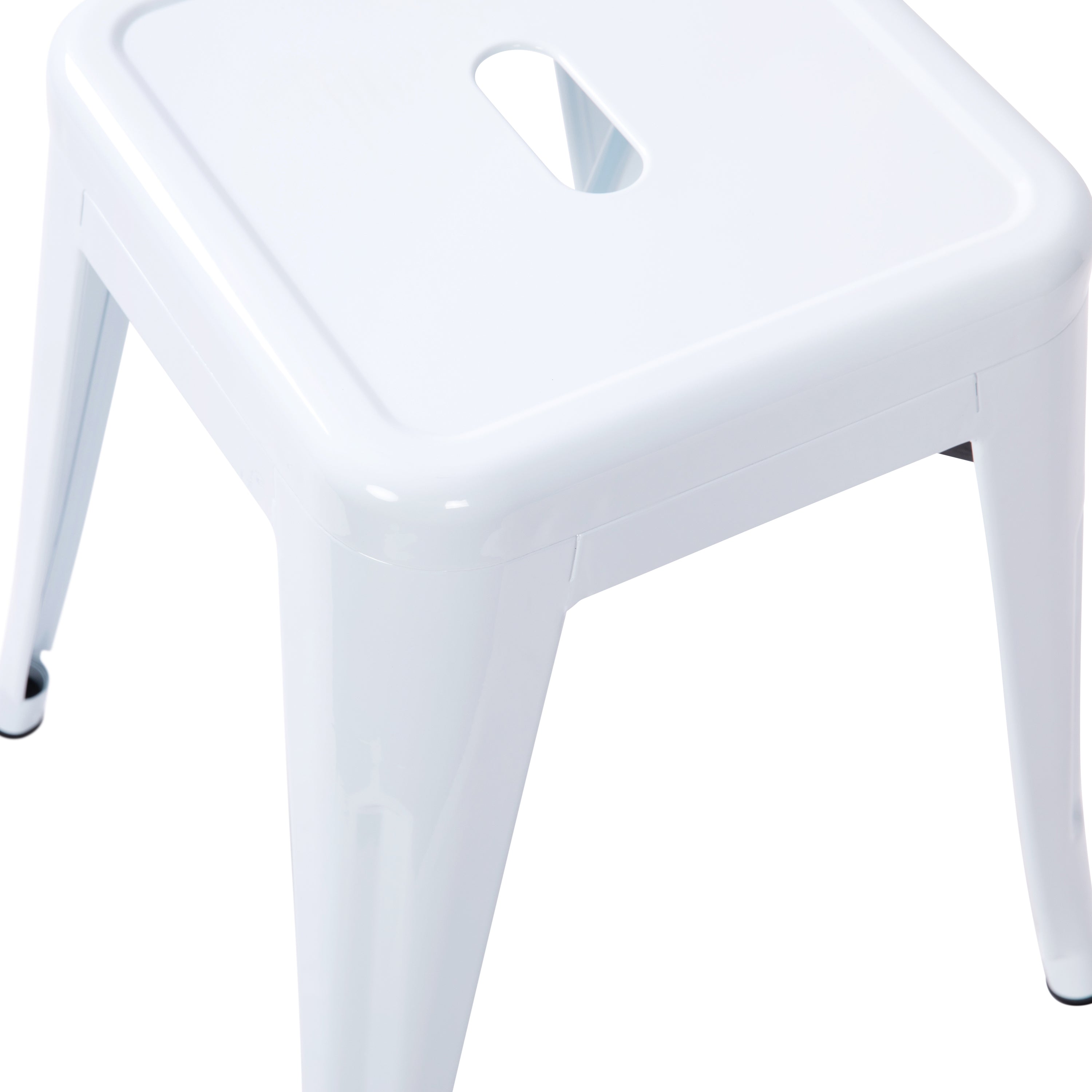 18" Table Height Stool, Stackable Backless Metal Indoor Dining Stool, Commercial Grade Restaurant Stool in White - Set of 4