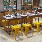 18" Table Height Stool, Stackable Backless Metal Indoor Dining Stool, Commercial Grade Restaurant Stool in Yellow - Set of 4