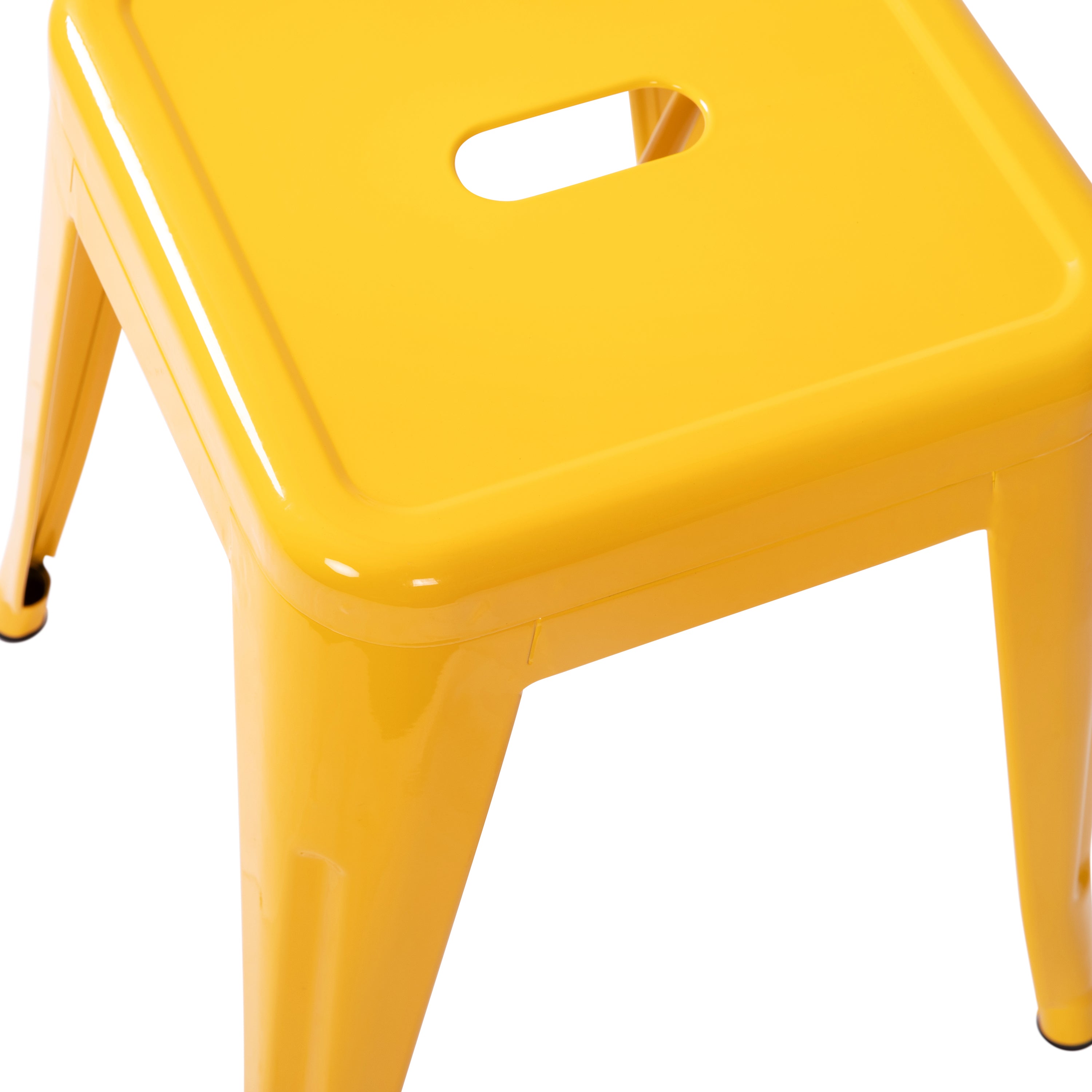 18" Table Height Stool, Stackable Backless Metal Indoor Dining Stool, Commercial Grade Restaurant Stool in Yellow - Set of 4
