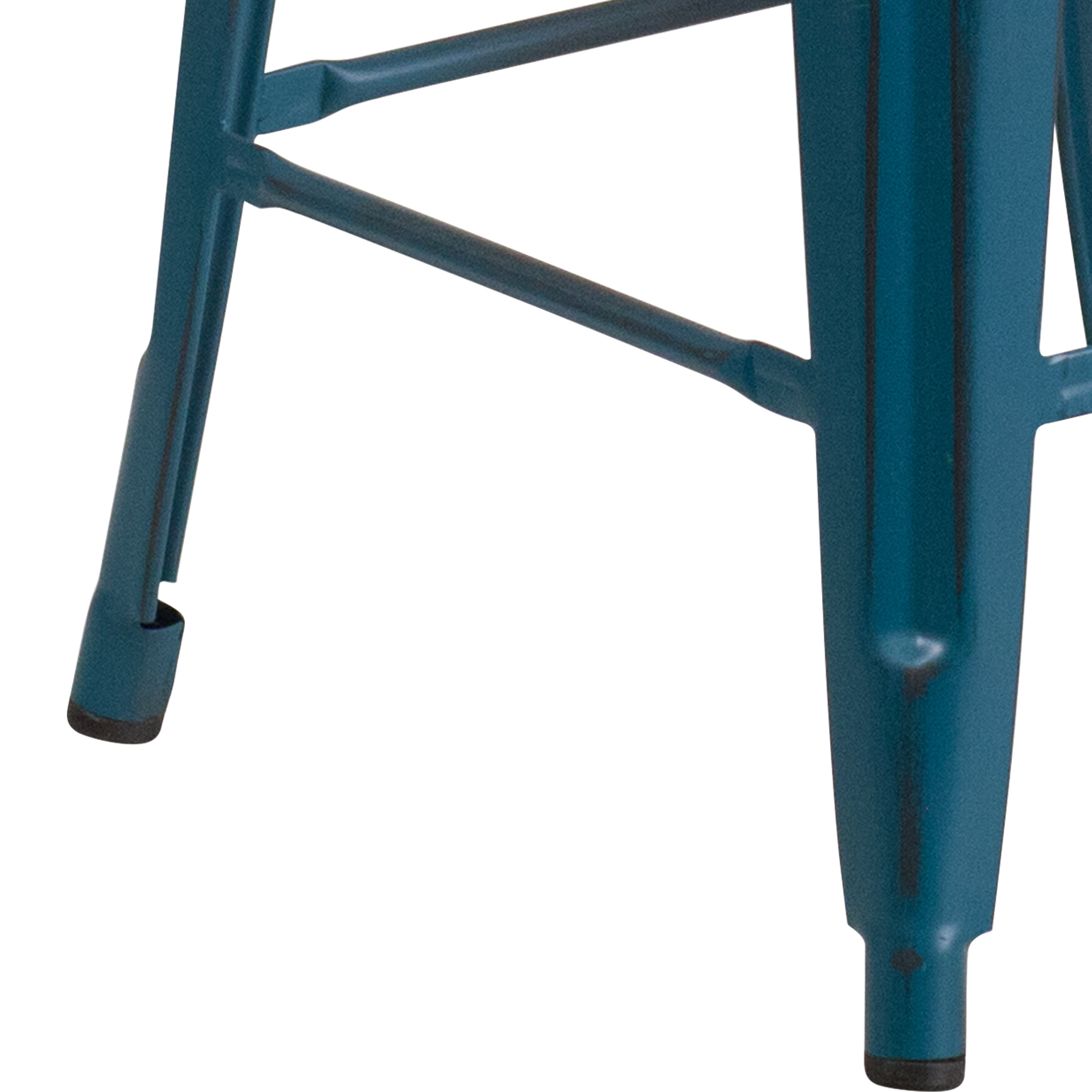 Kai Commercial Grade 24" High Backless Distressed Antique Blue Metal Indoor-Outdoor Counter Height Stool