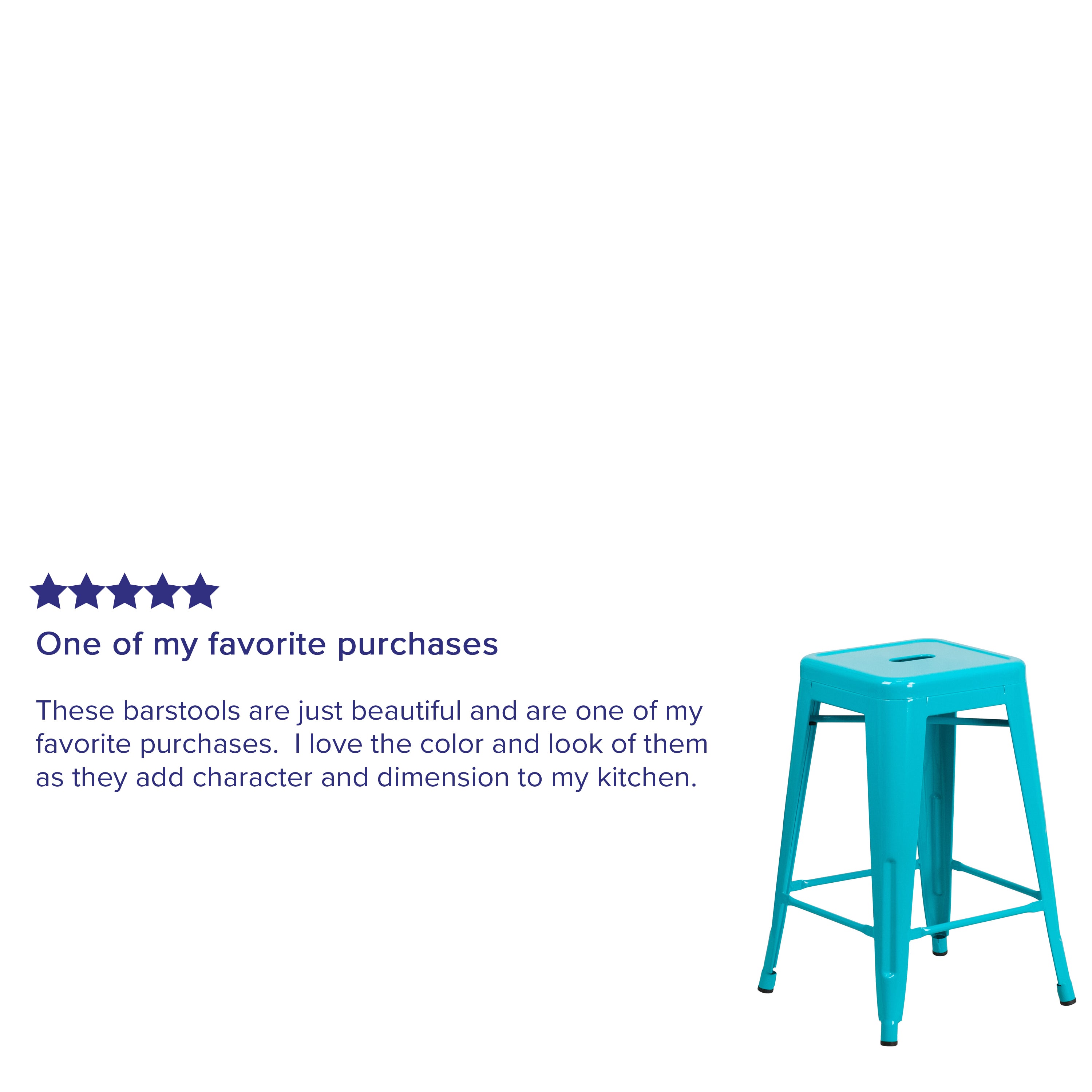 Kai Commercial Grade 24" High Backless Crystal Teal-Blue Indoor-Outdoor Counter Height Stool