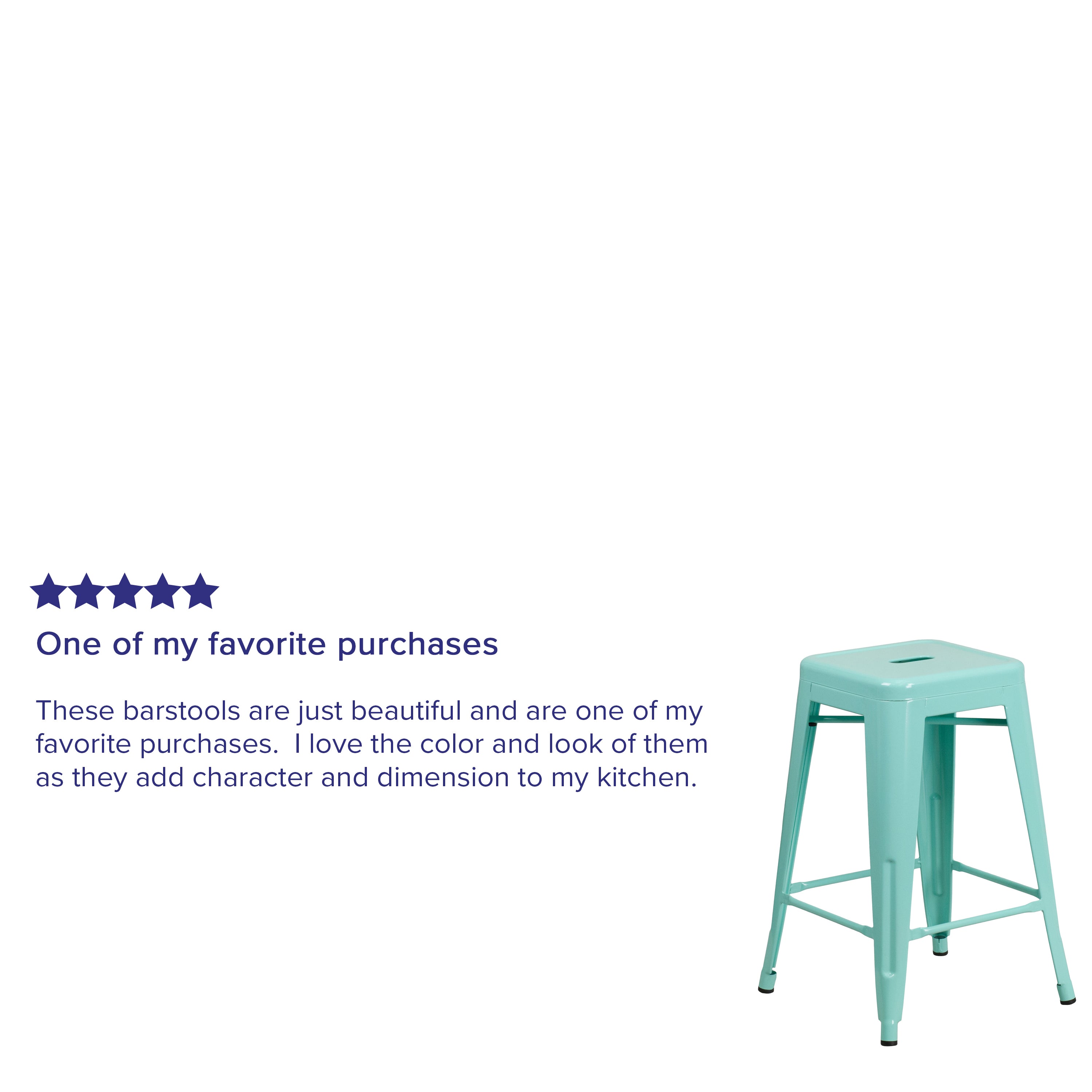 Kai Commercial Grade 24" High Backless Mint Green Indoor-Outdoor Counter Height Stool