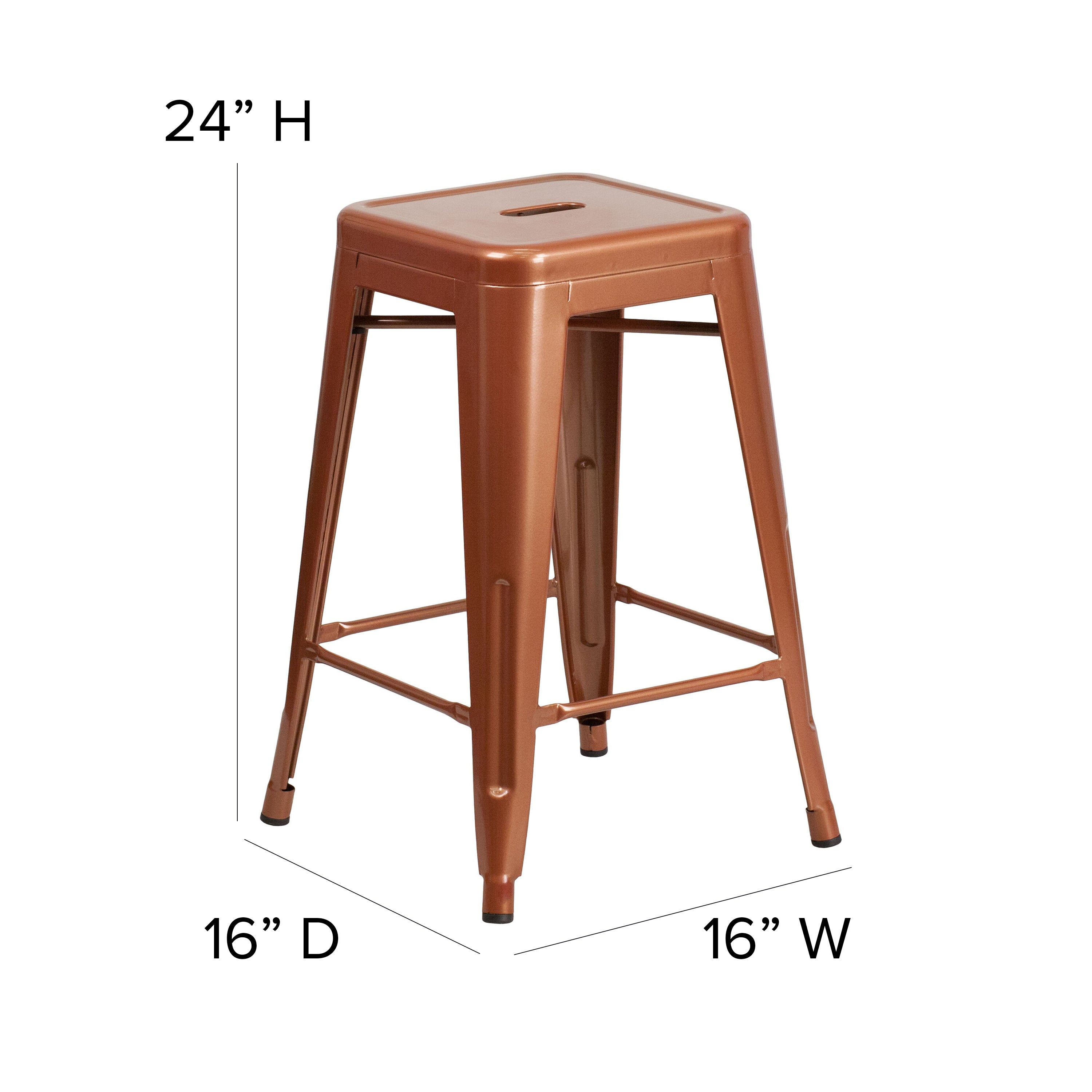 Kai Commercial Grade 24" High Backless Copper Indoor-Outdoor Counter Height Stool