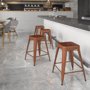 Kai Commercial Grade 24" High Backless Copper Indoor-Outdoor Counter Height Stool