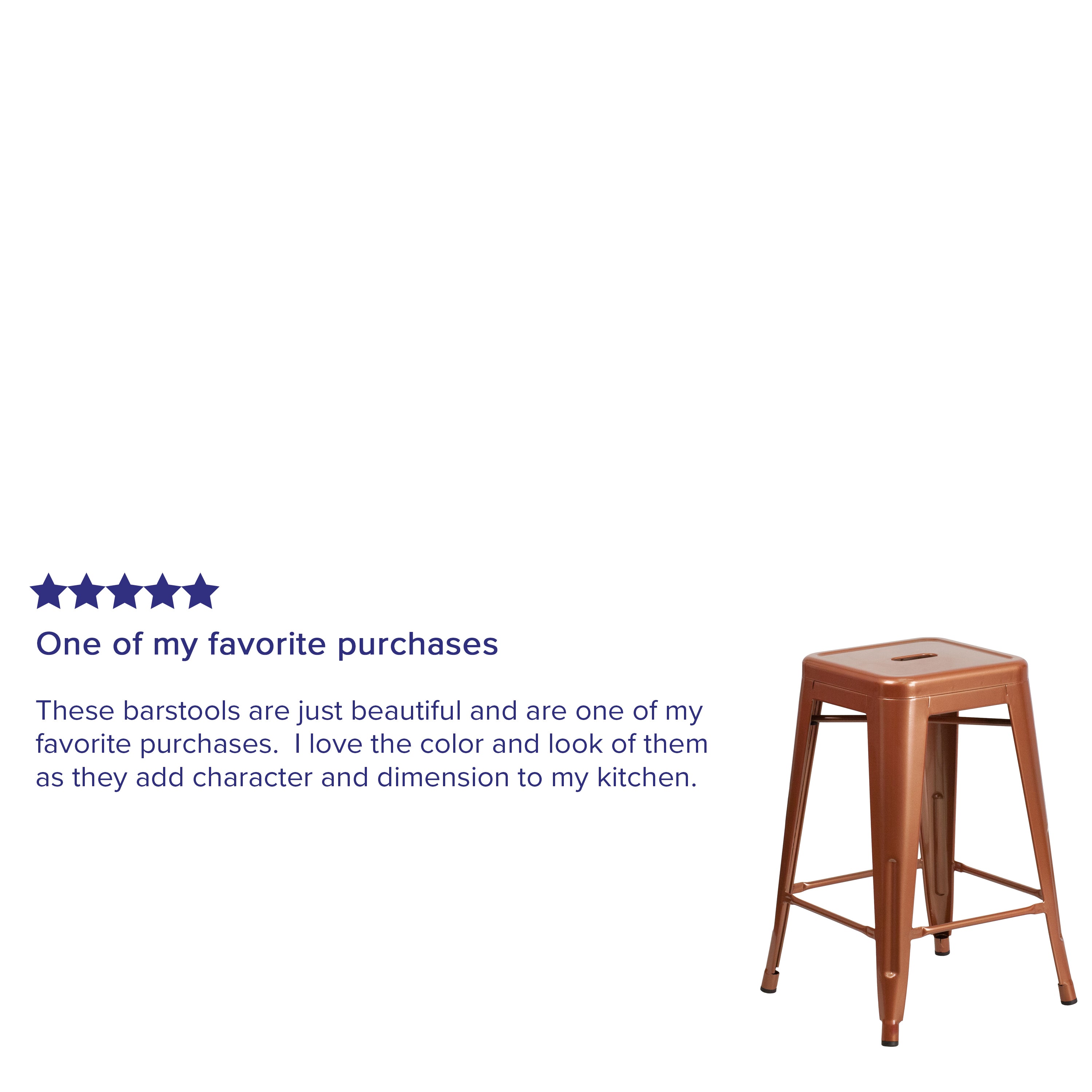 Kai Commercial Grade 24" High Backless Copper Indoor-Outdoor Counter Height Stool