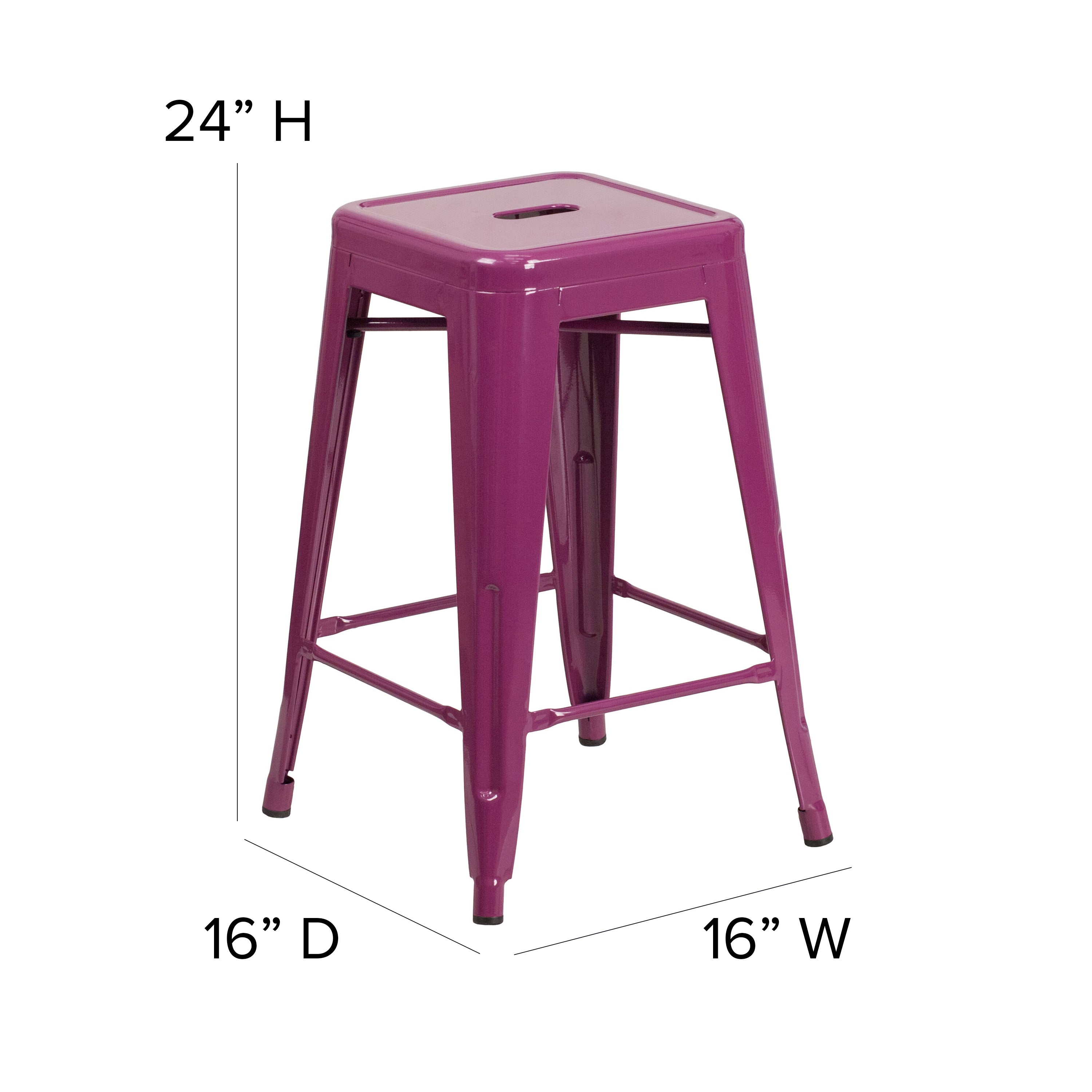 Kai Commercial Grade 24" High Backless Purple Indoor-Outdoor Counter Height Stool