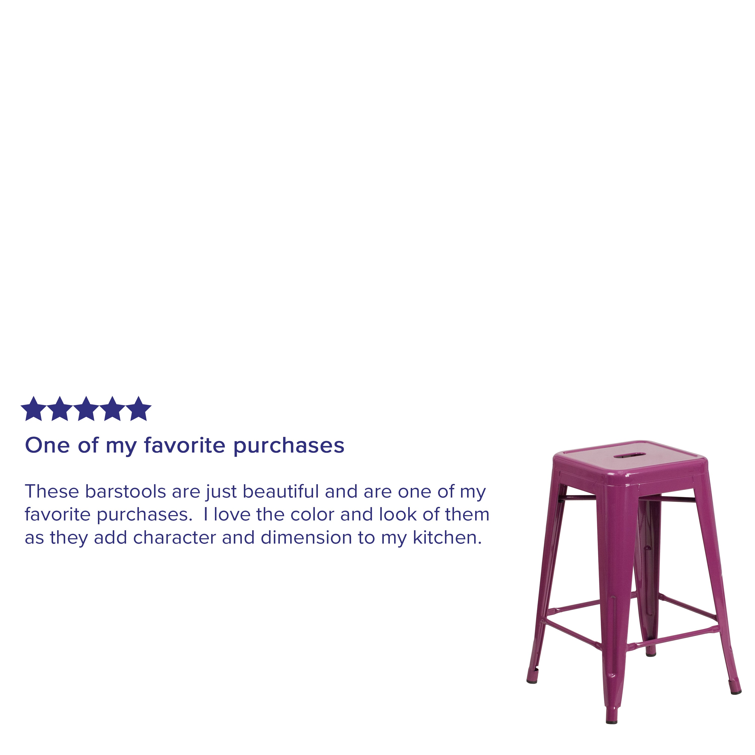 Kai Commercial Grade 24" High Backless Purple Indoor-Outdoor Counter Height Stool