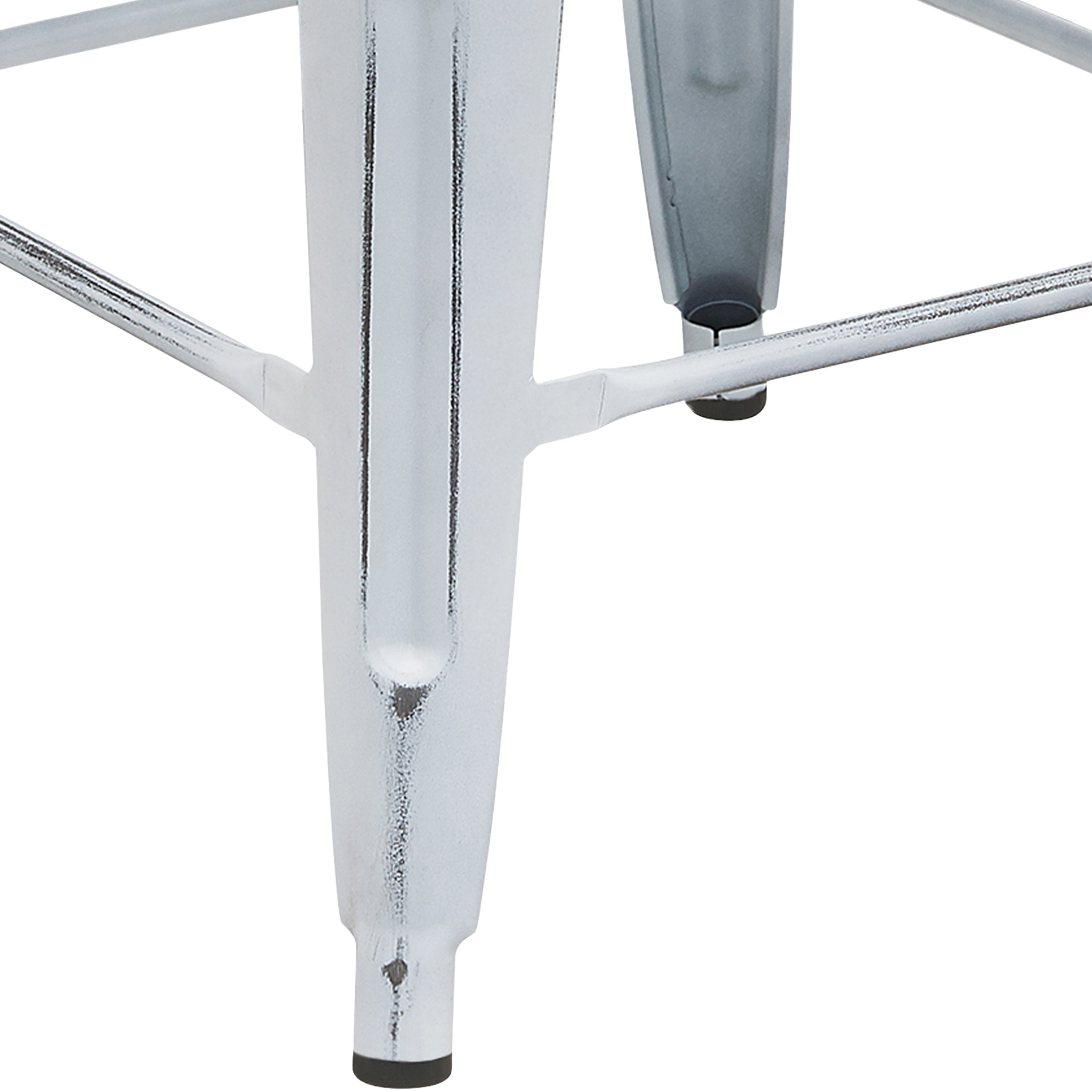 Kai Commercial Grade 24" High Backless Distressed White Metal Indoor-Outdoor Counter Height Stool