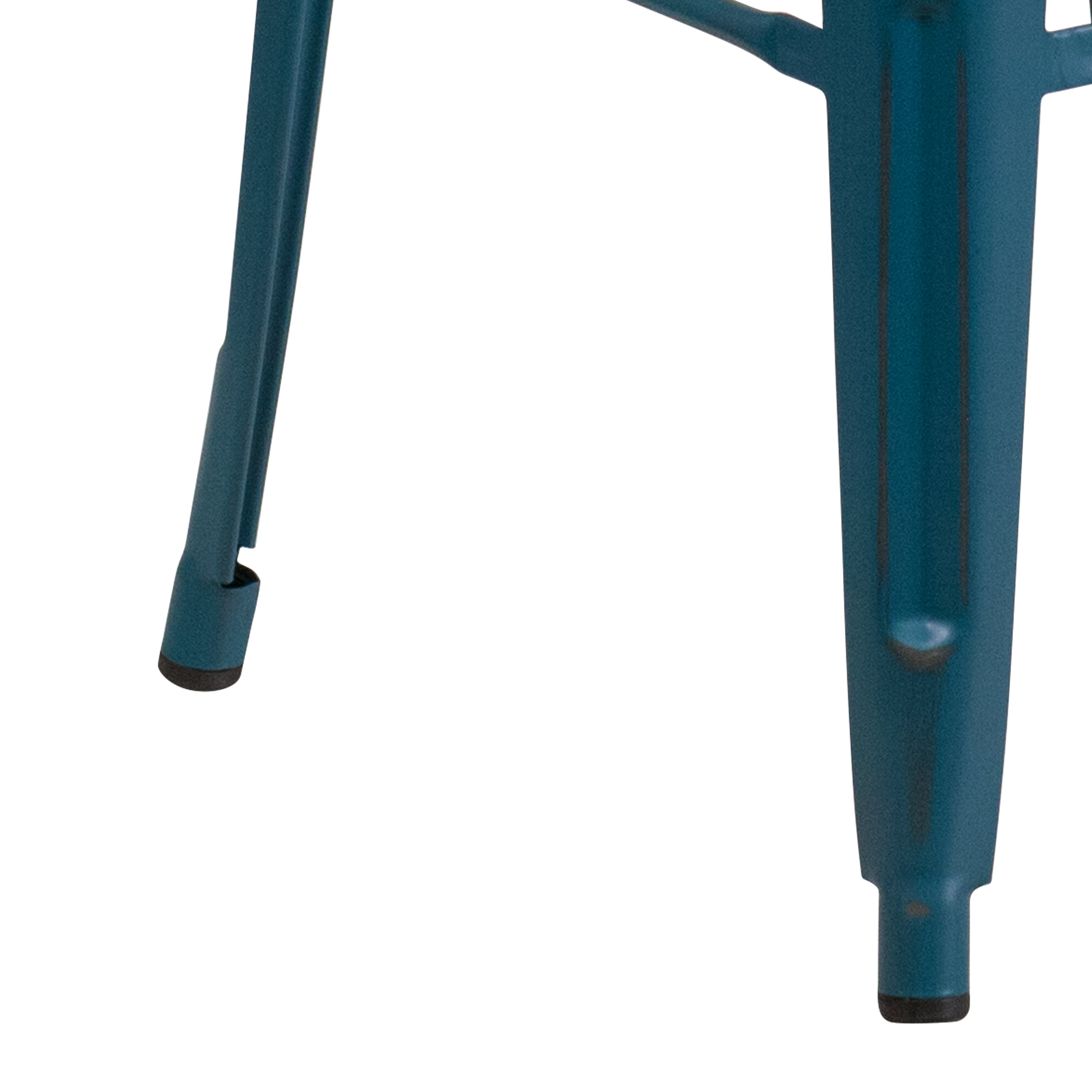 Kai Commercial Grade 30" High Backless Distressed Antique Blue Metal Indoor-Outdoor Barstool