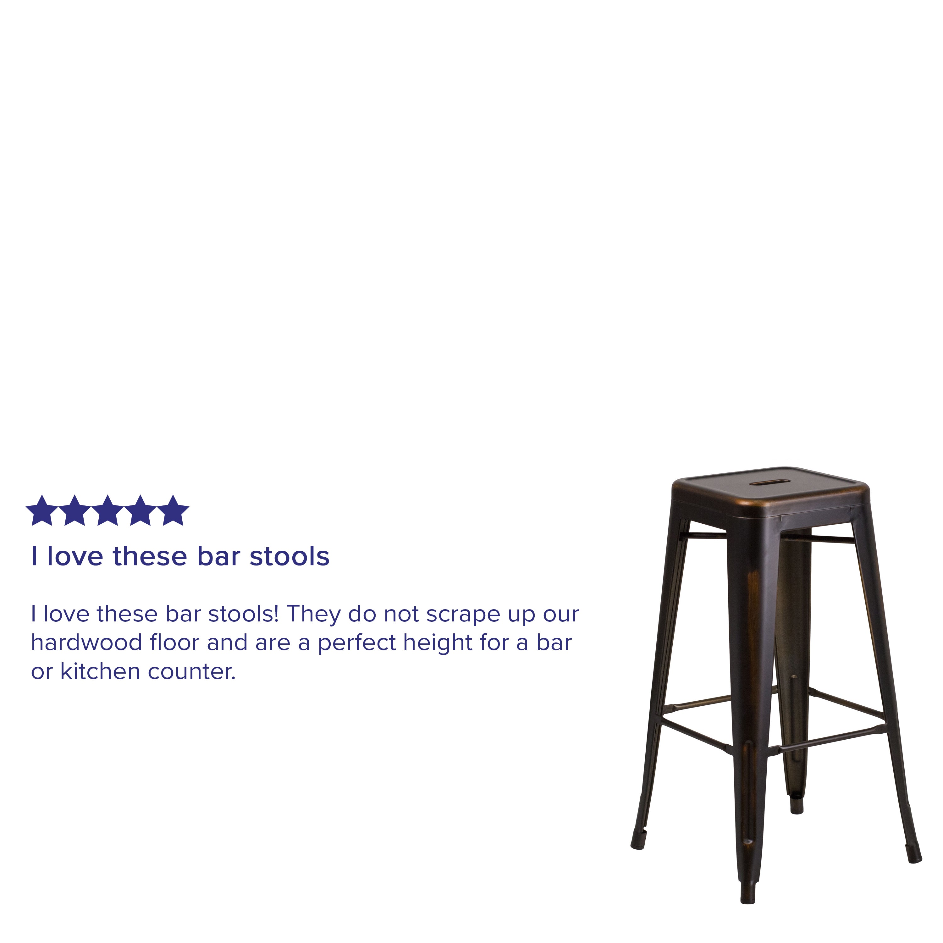 Kai Commercial Grade 30" High Backless Distressed Copper Metal Indoor-Outdoor Barstool