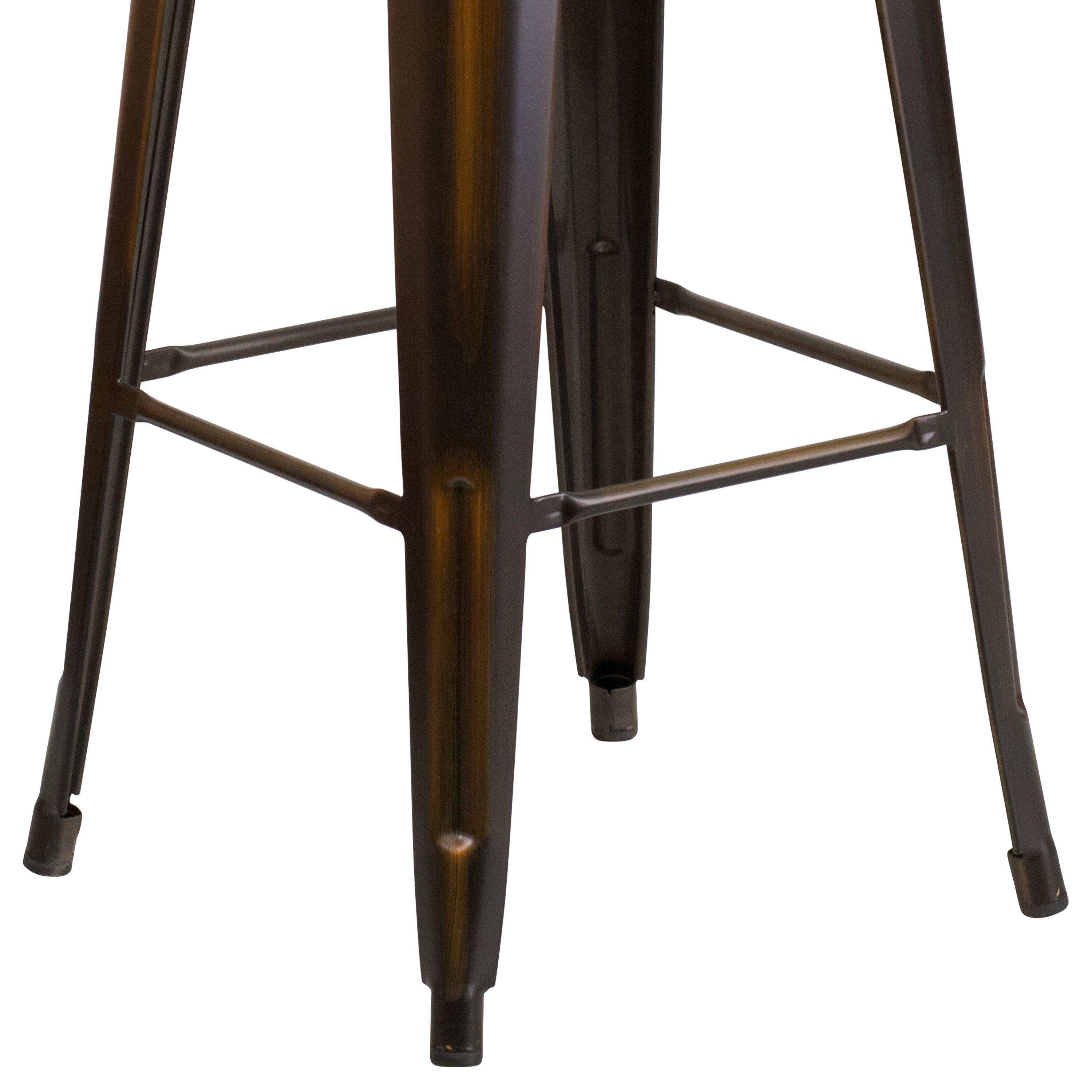 Kai Commercial Grade 30" High Backless Distressed Copper Metal Indoor-Outdoor Barstool