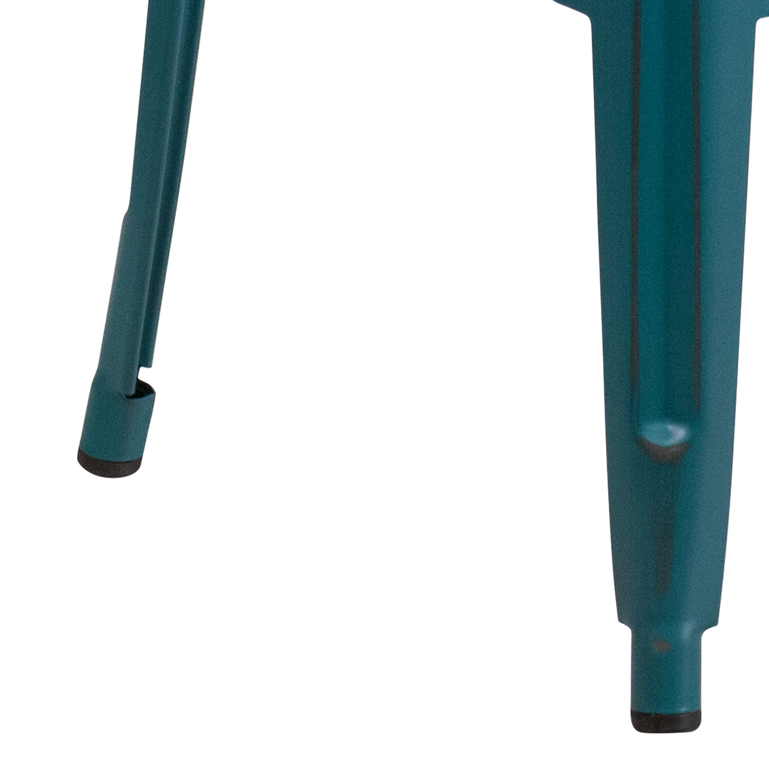 Kai Commercial Grade 30" High Backless Distressed Kelly Blue-Teal Metal Indoor-Outdoor Barstool