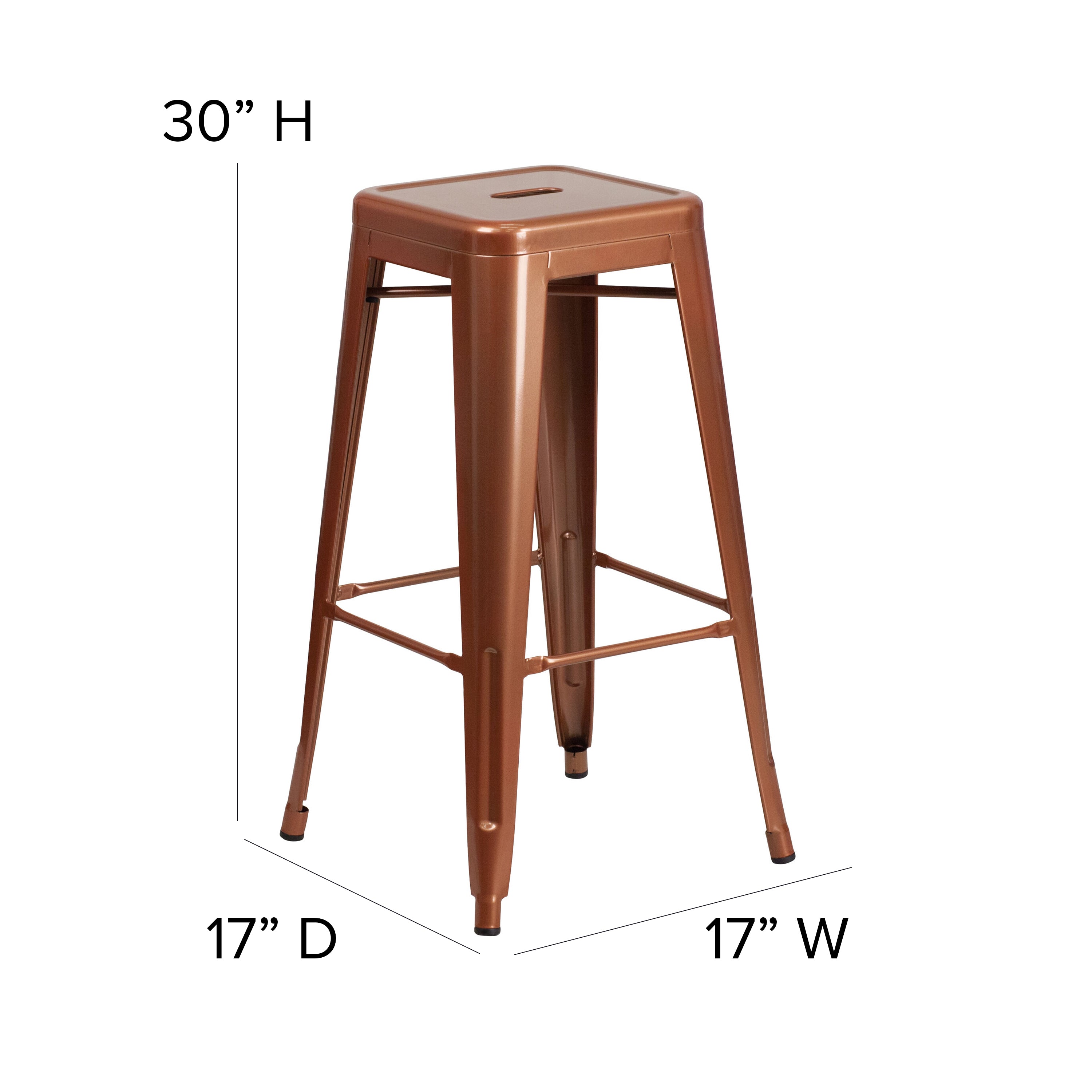 Kai Commercial Grade 30" High Backless Copper Indoor-Outdoor Barstool