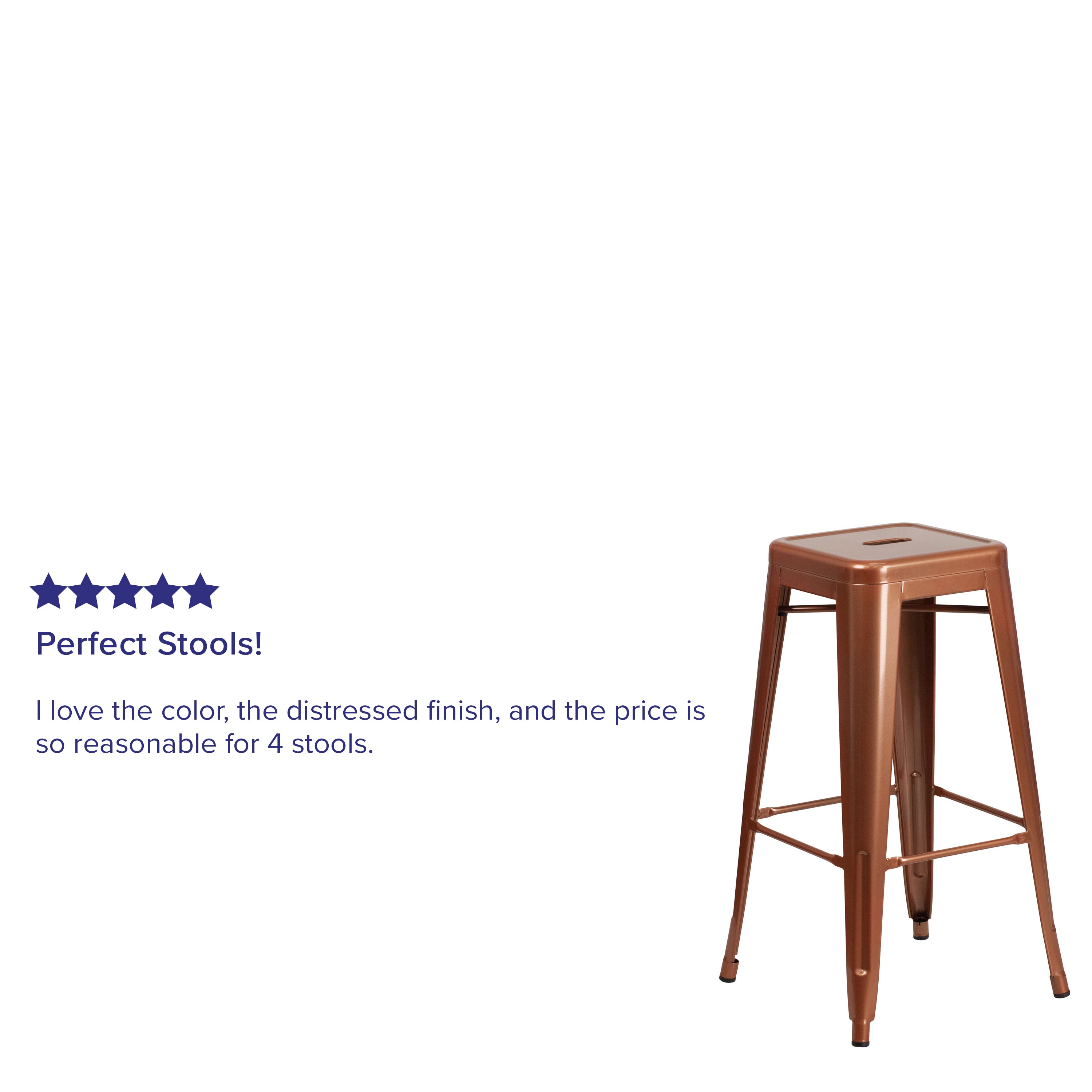 Kai Commercial Grade 30" High Backless Copper Indoor-Outdoor Barstool