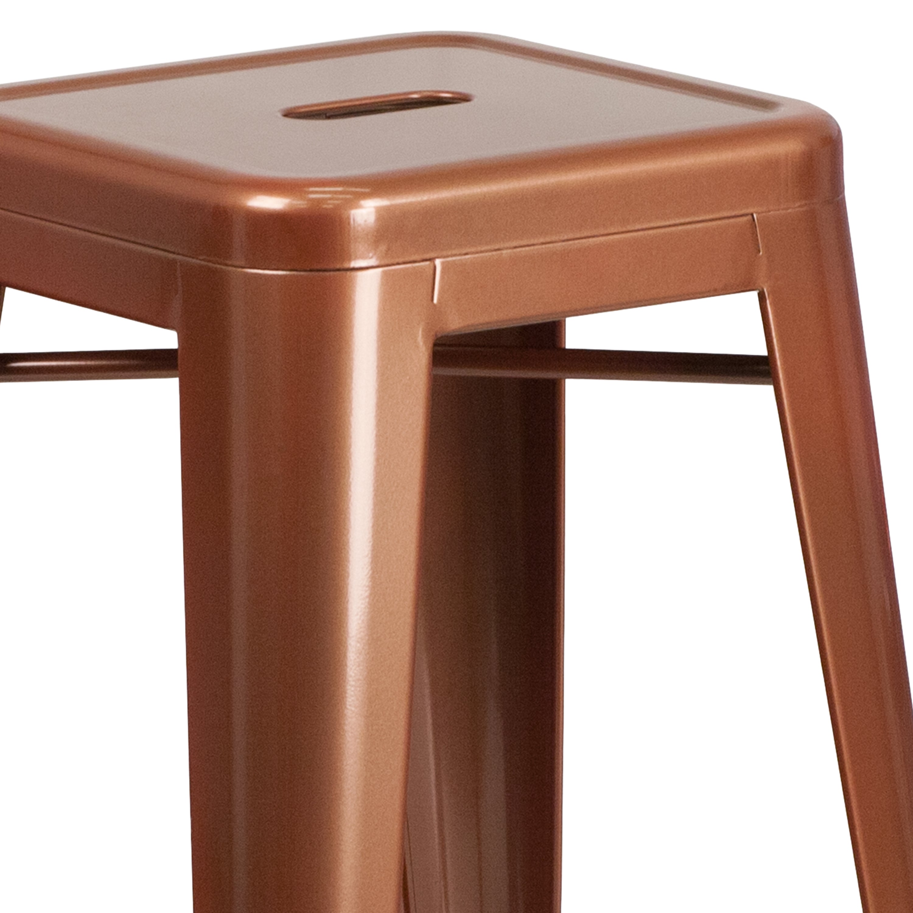 Kai Commercial Grade 30" High Backless Copper Indoor-Outdoor Barstool