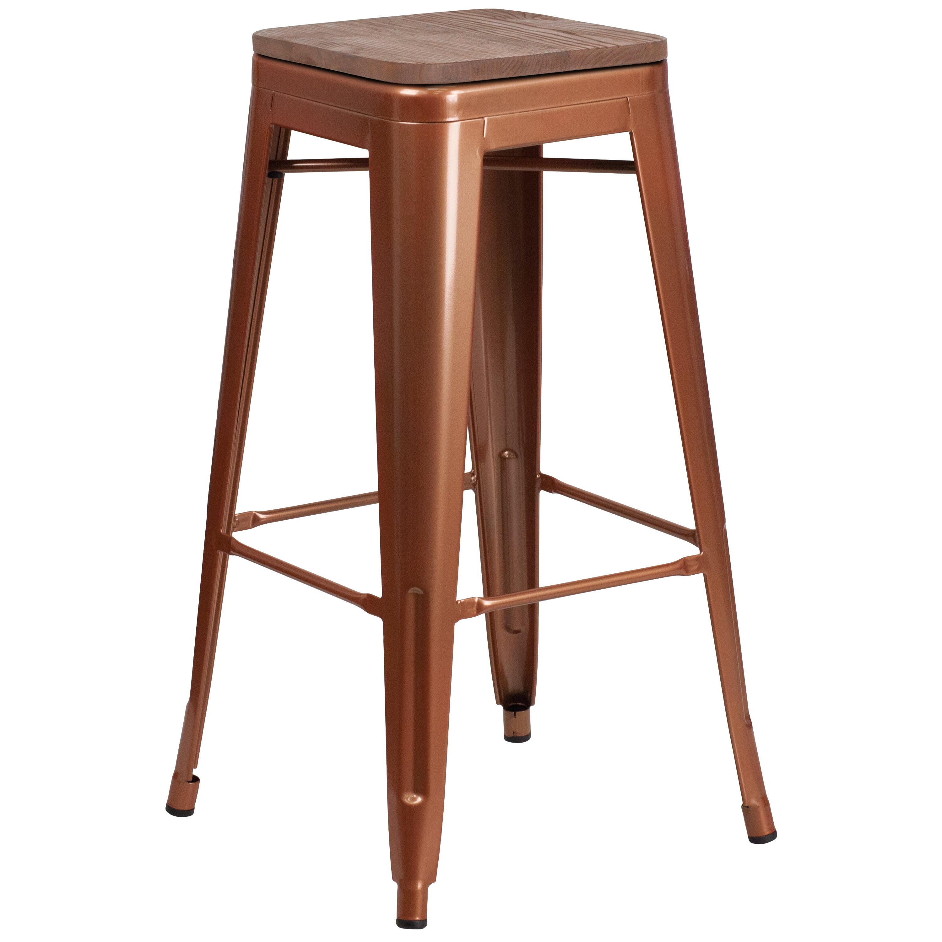 Murray 30" High Backless Copper Barstool with Square Wood Seat