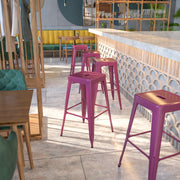 Kai Commercial Grade 30" High Backless Purple Indoor-Outdoor Barstool