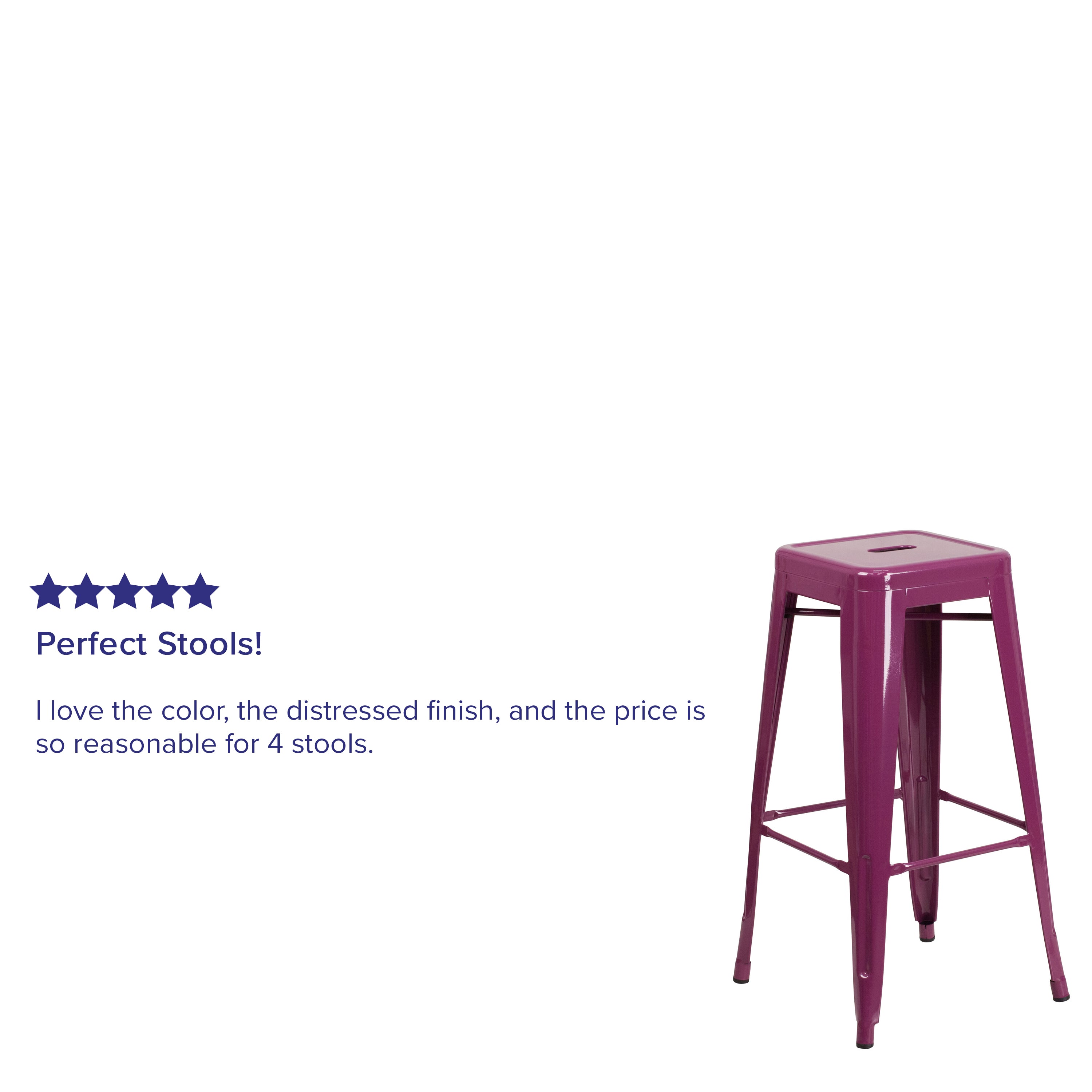 Kai Commercial Grade 30" High Backless Purple Indoor-Outdoor Barstool