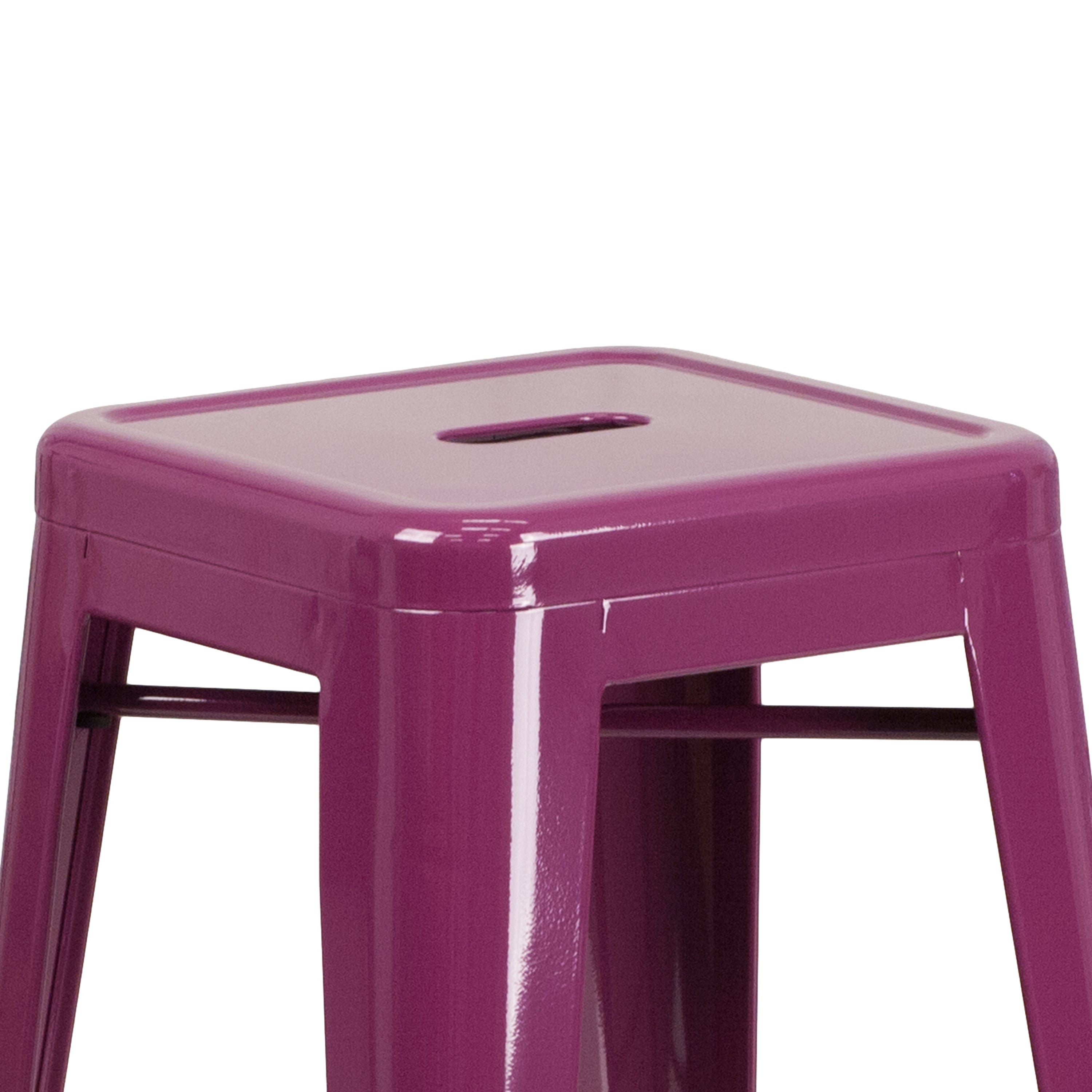 Kai Commercial Grade 30" High Backless Purple Indoor-Outdoor Barstool