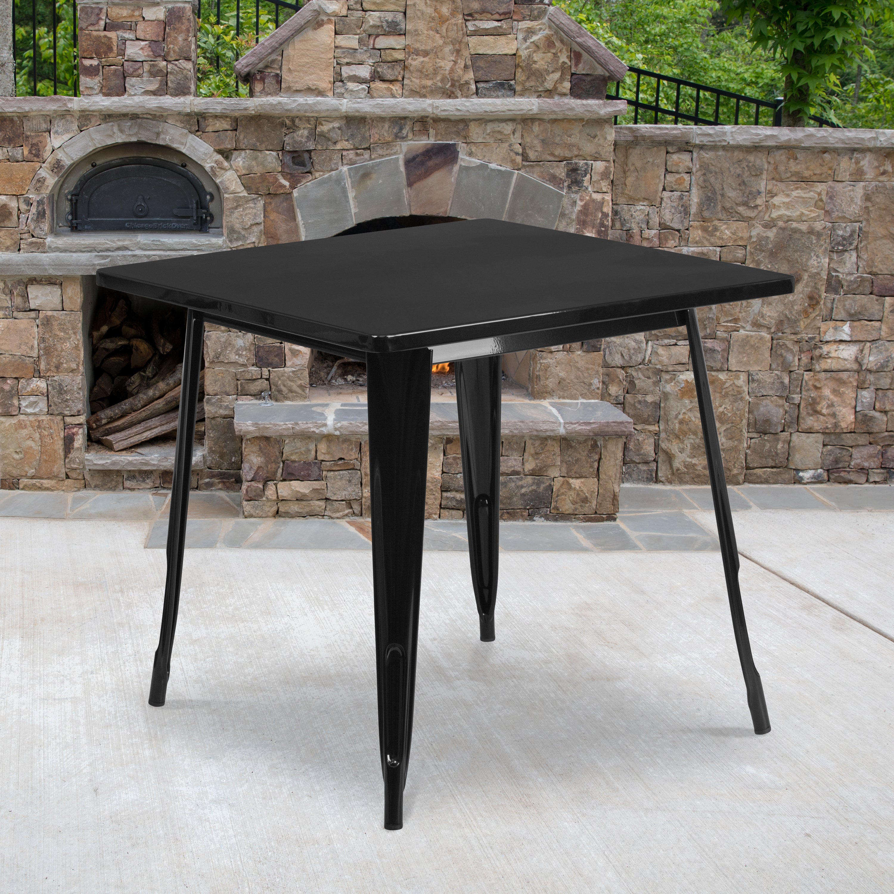 Felix Commercial Grade 31.5" Square Black Metal Indoor-Outdoor Table