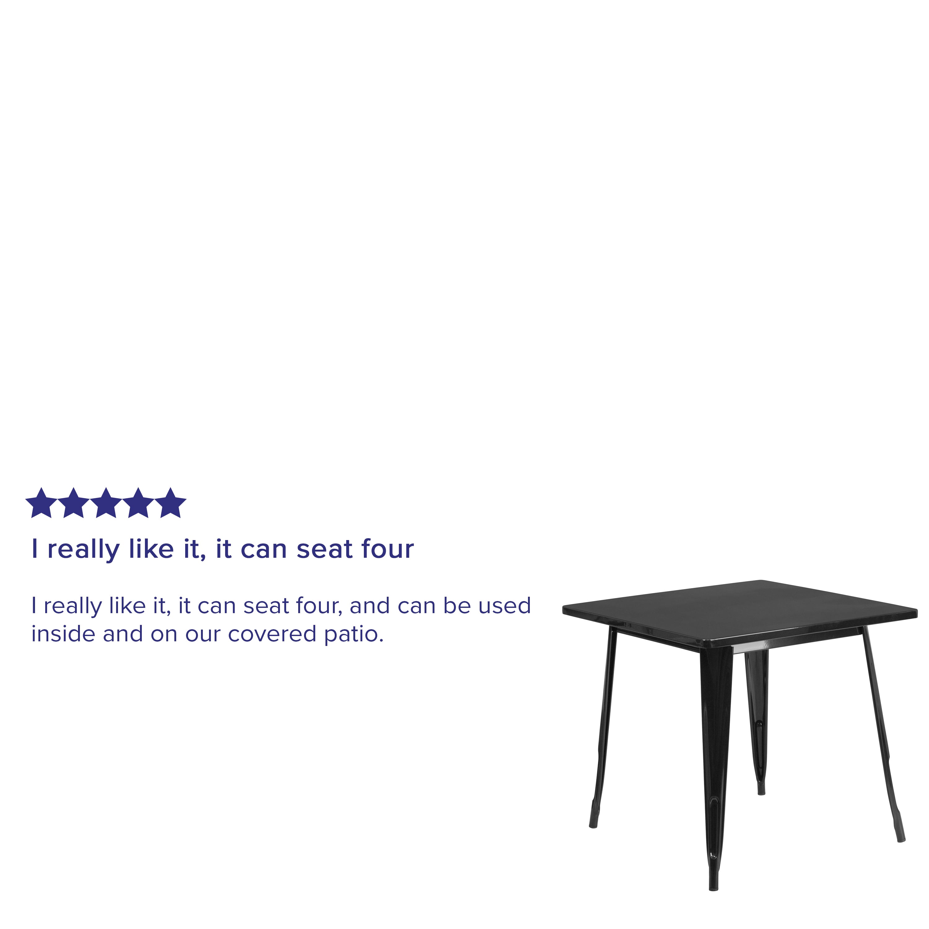 Felix Commercial Grade 31.5" Square Black Metal Indoor-Outdoor Table