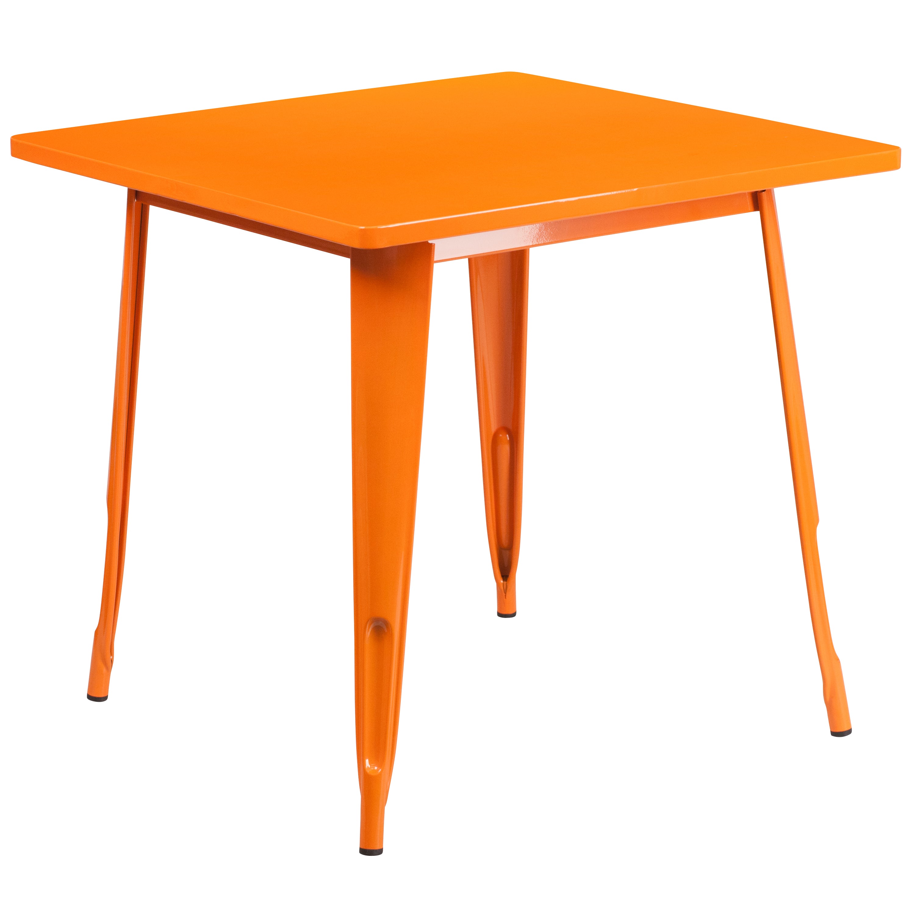 Felix Commercial Grade 31.5" Square Orange Metal Indoor-Outdoor Table