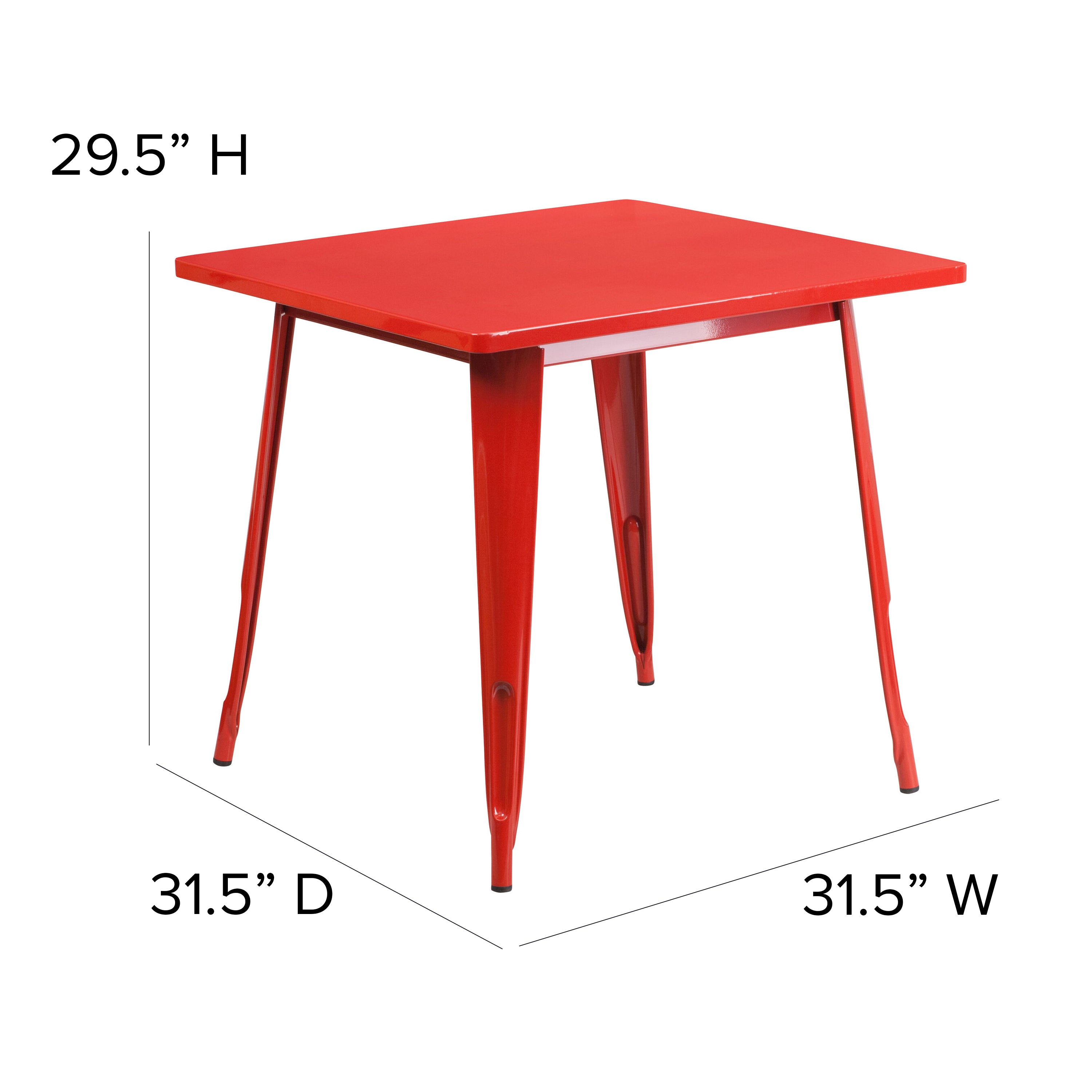 Felix Commercial Grade 31.5" Square Red Metal Indoor-Outdoor Table