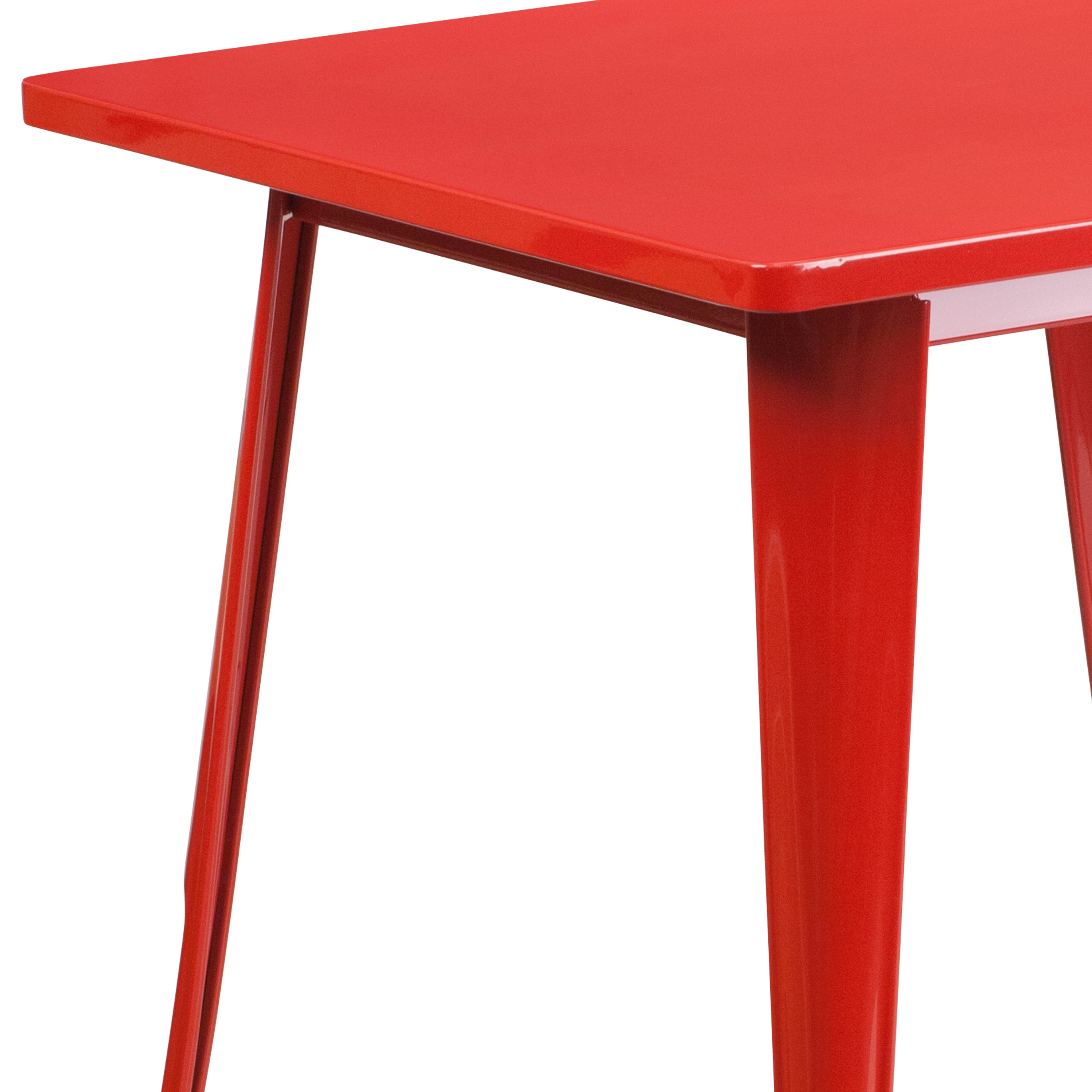 Felix Commercial Grade 31.5" Square Red Metal Indoor-Outdoor Table