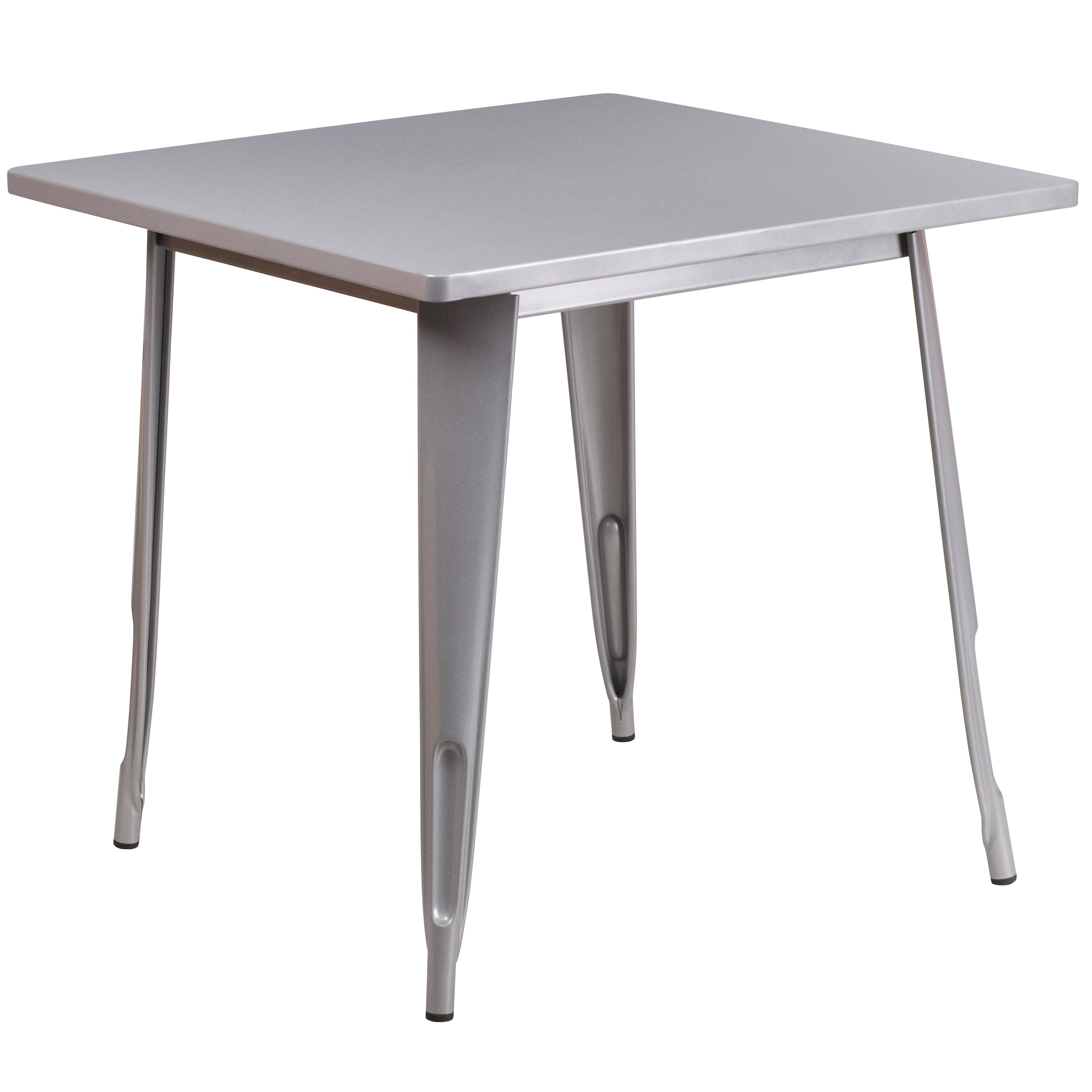 Felix Commercial Grade 31.5" Square Silver Metal Indoor-Outdoor Table