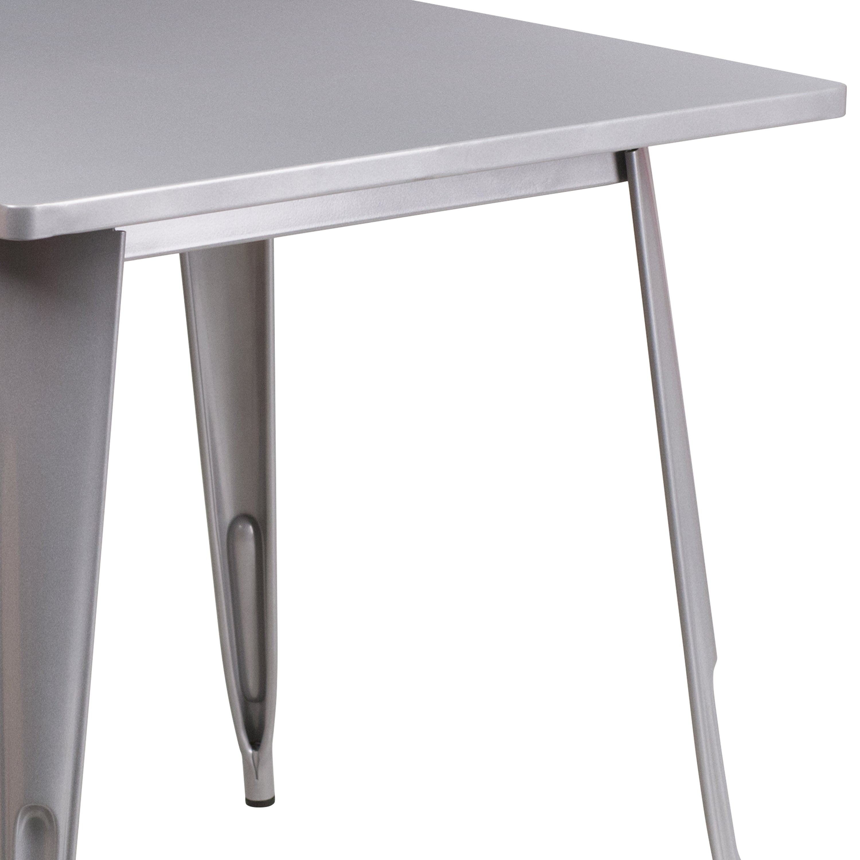 Felix Commercial Grade 31.5" Square Silver Metal Indoor-Outdoor Table