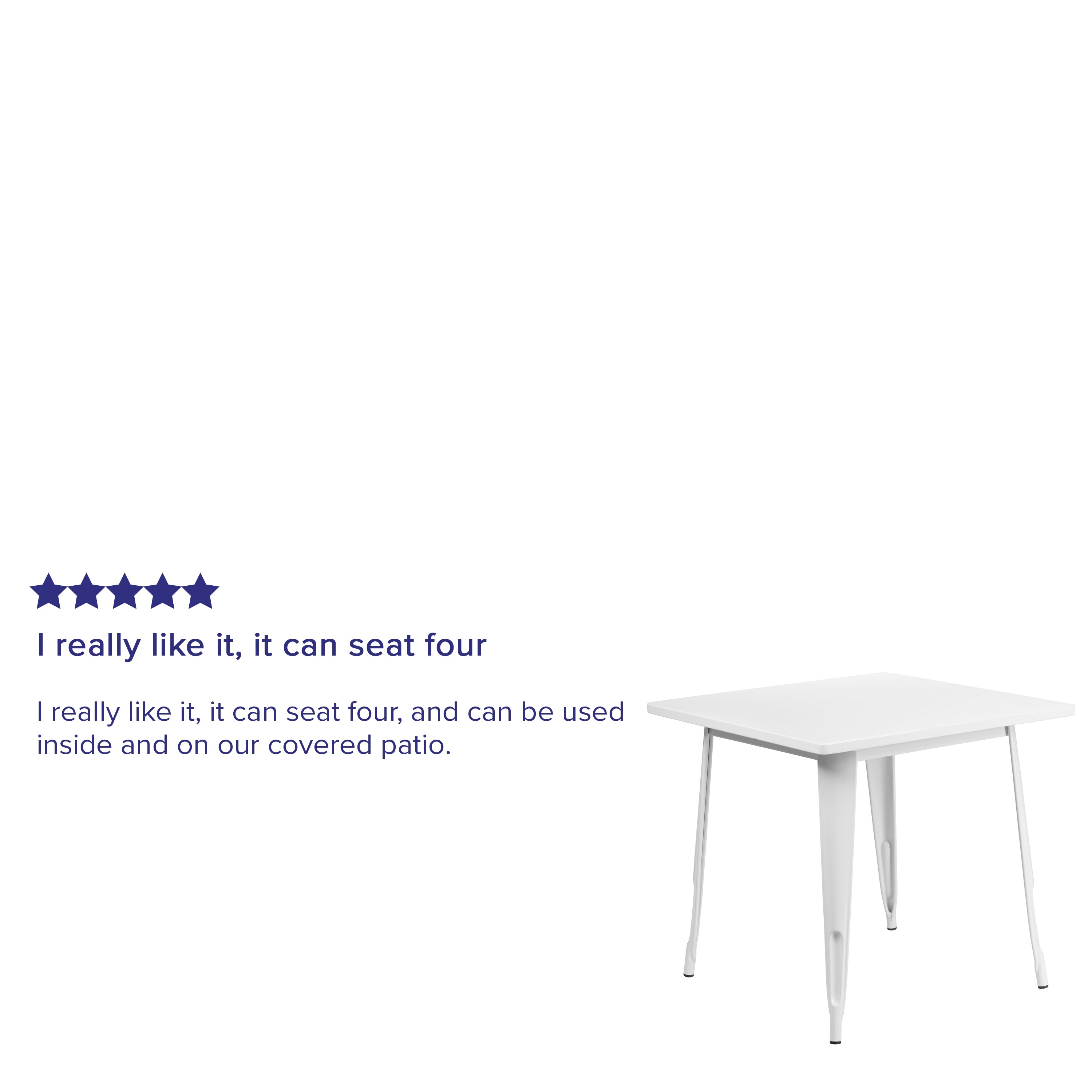 Felix Commercial Grade 31.5" Square White Metal Indoor-Outdoor Table