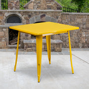 Felix Commercial Grade 31.5" Square Yellow Metal Indoor-Outdoor Table