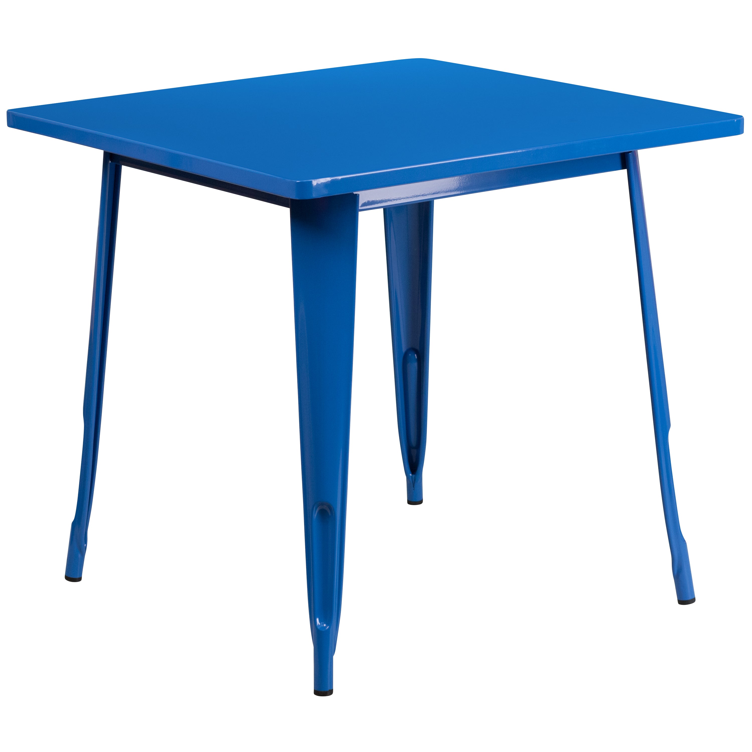 Grady Commercial Grade 31.5" Square Blue Metal Indoor-Outdoor Table Set with 4 Arm Chairs