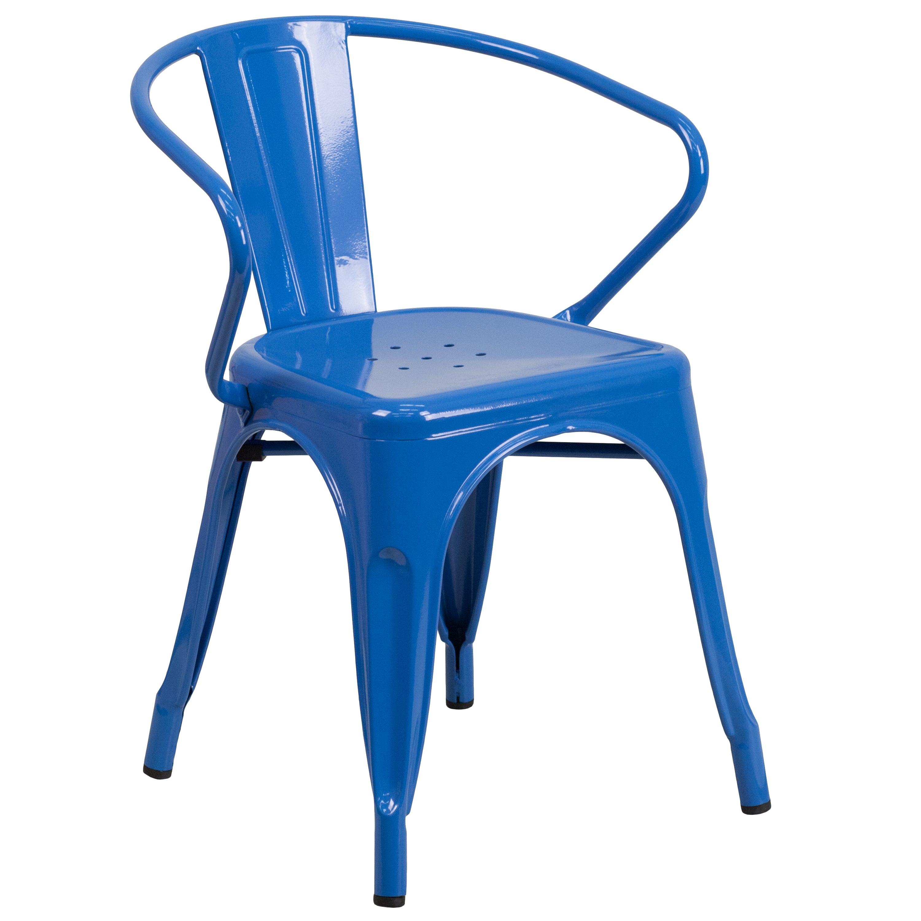 Grady Commercial Grade 31.5" Square Blue Metal Indoor-Outdoor Table Set with 4 Arm Chairs
