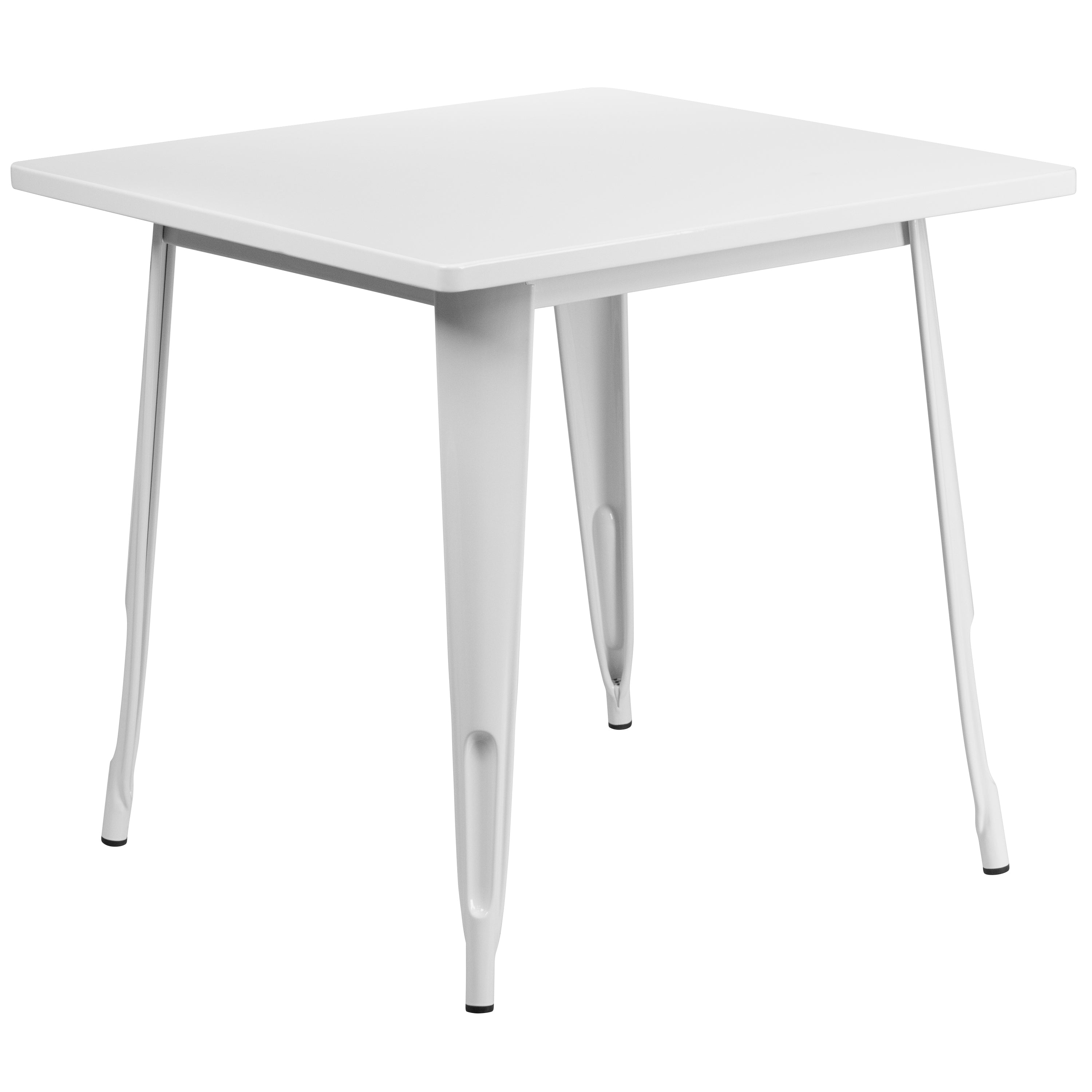 Grady Commercial Grade 31.5" Square White Metal Indoor-Outdoor Table Set with 4 Arm Chairs