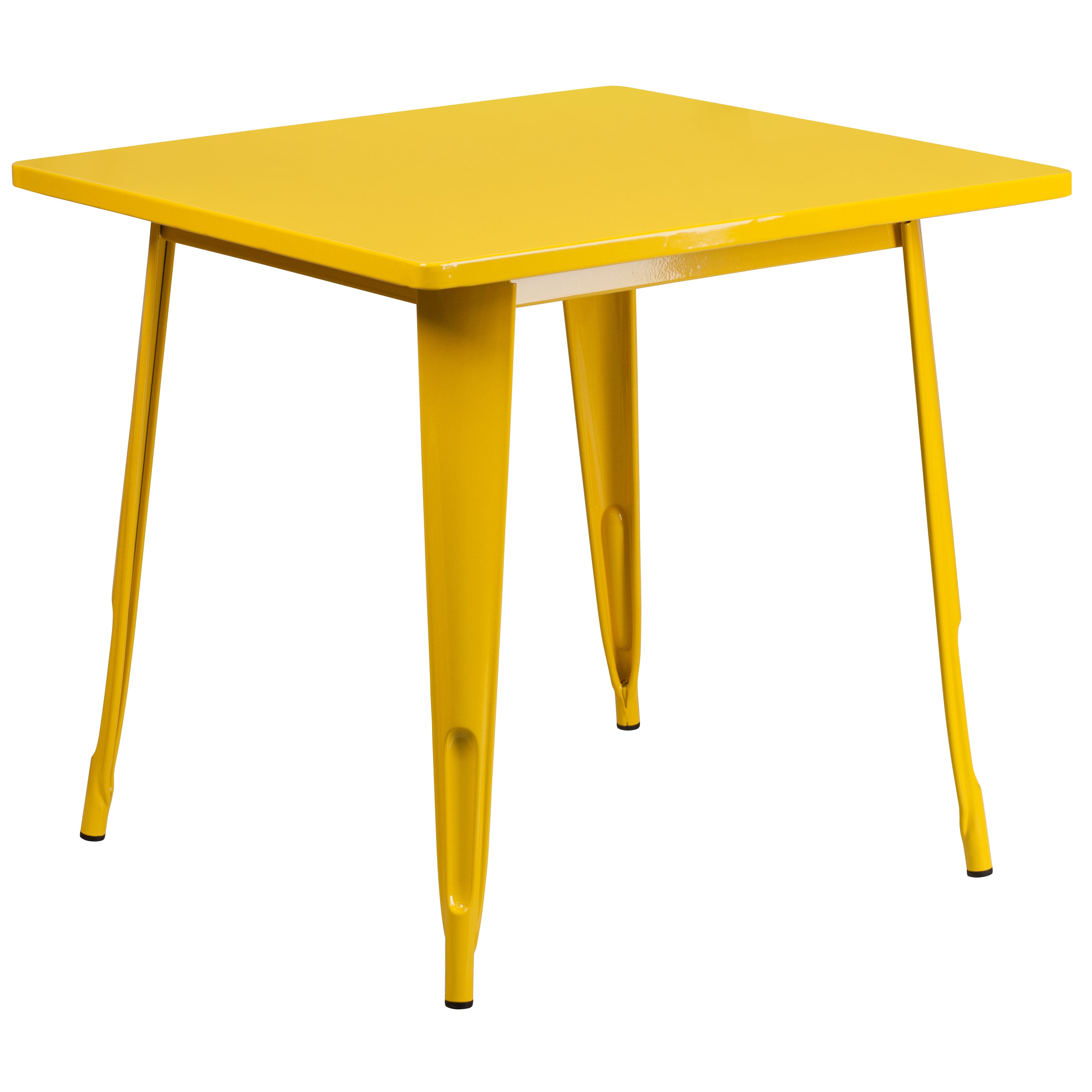 Grady Commercial Grade 31.5" Square Yellow Metal Indoor-Outdoor Table Set with 4 Arm Chairs