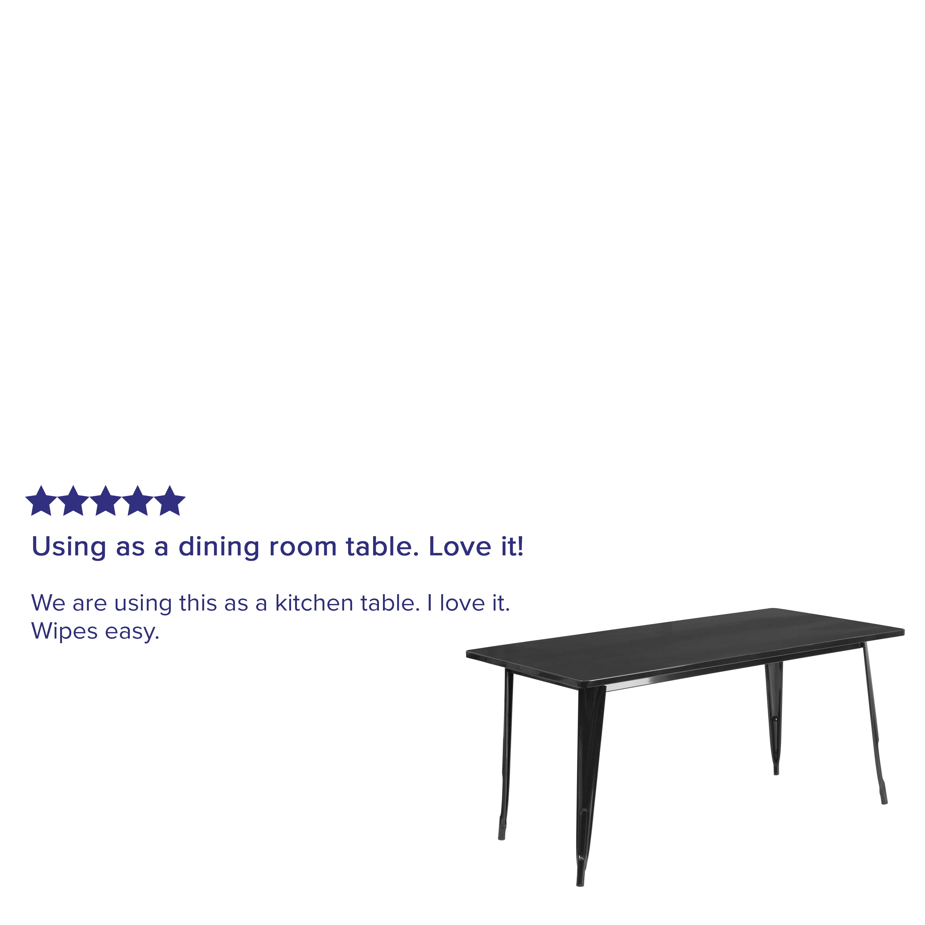 Charis Commercial Grade 31.5" x 63" Rectangular Black Metal Indoor-Outdoor Table