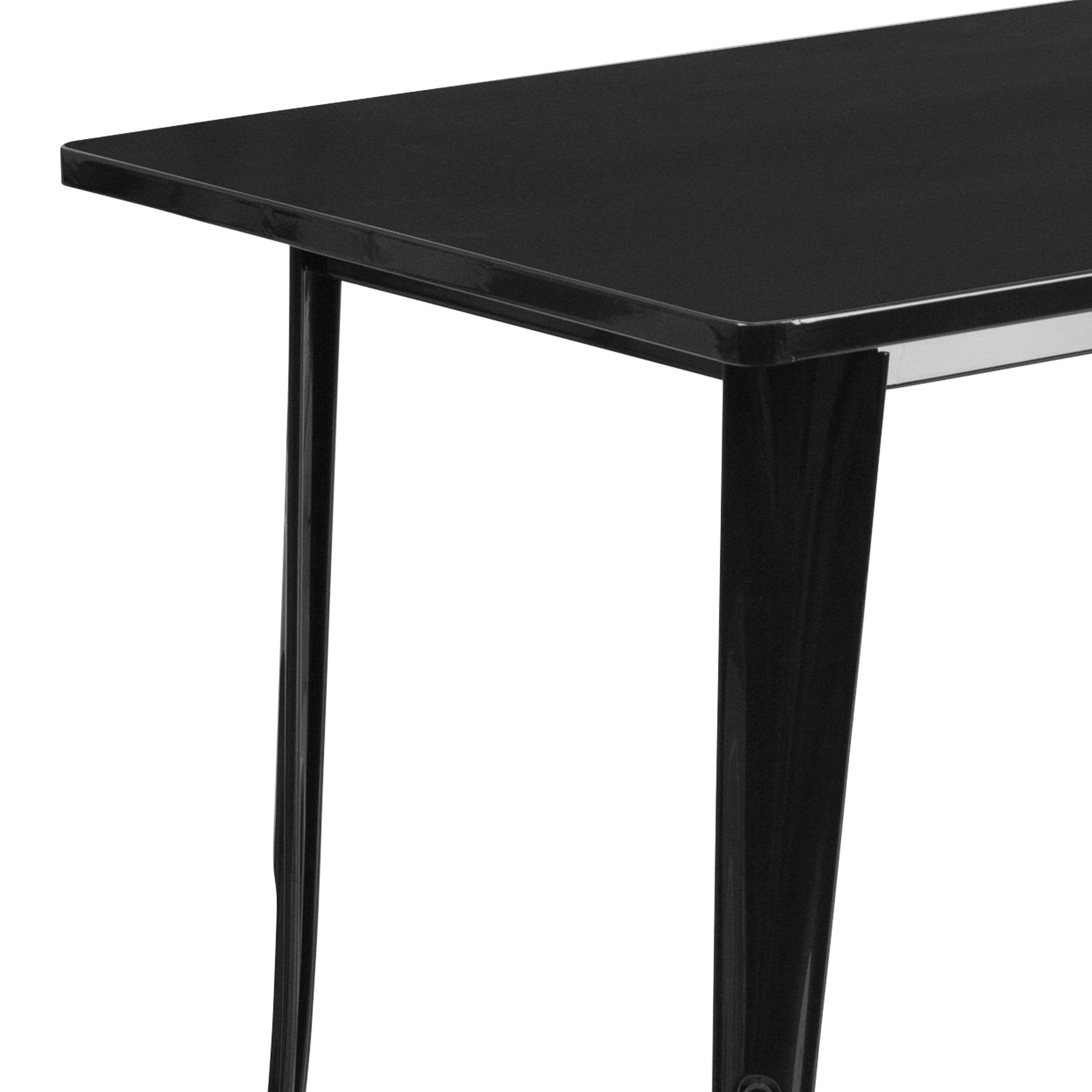 Charis Commercial Grade 31.5" x 63" Rectangular Black Metal Indoor-Outdoor Table