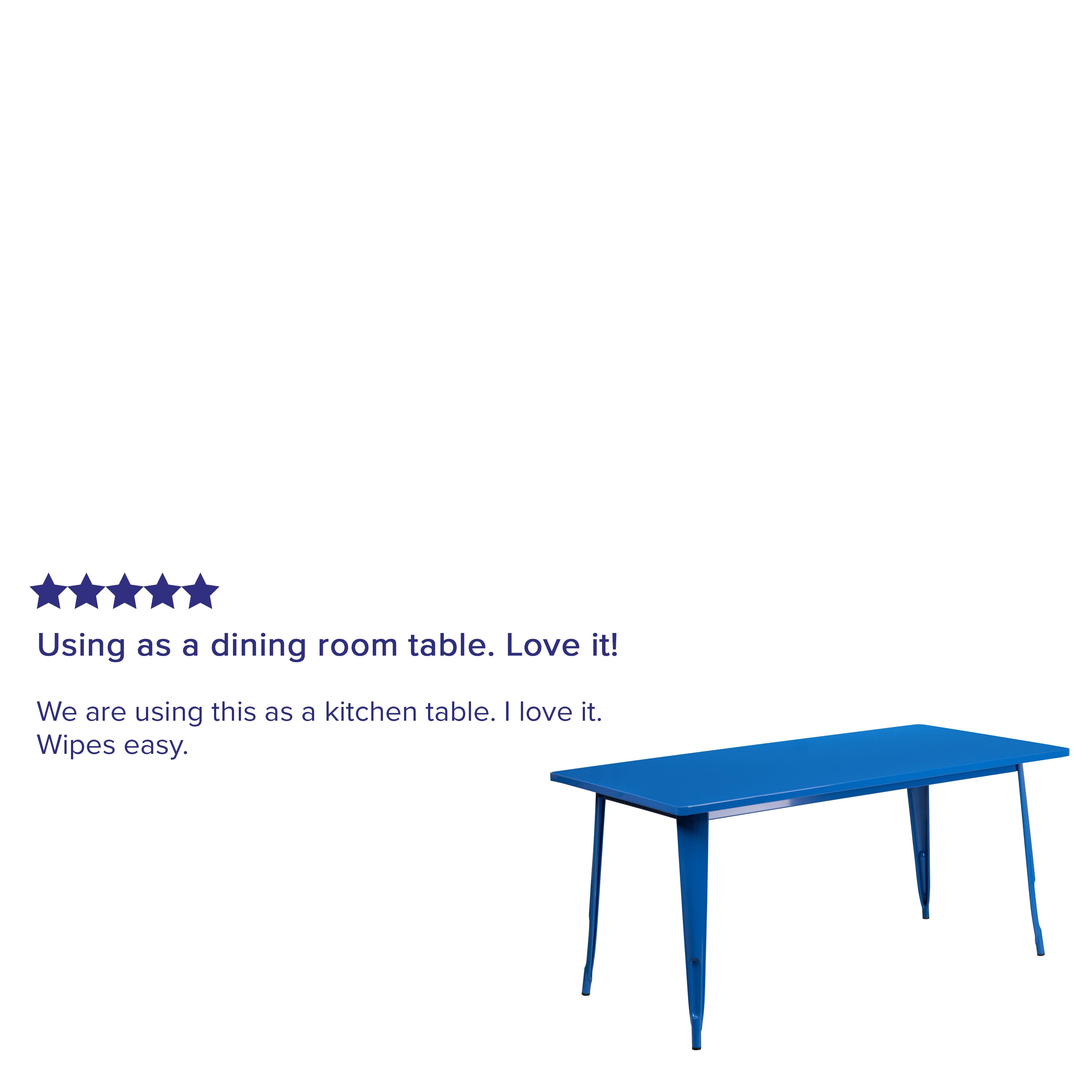 Charis Commercial Grade 31.5" x 63" Rectangular Blue Metal Indoor-Outdoor Table