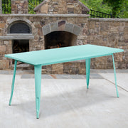 Charis Commercial Grade 31.5" x 63" Rectangular Mint Green Metal Indoor-Outdoor Table