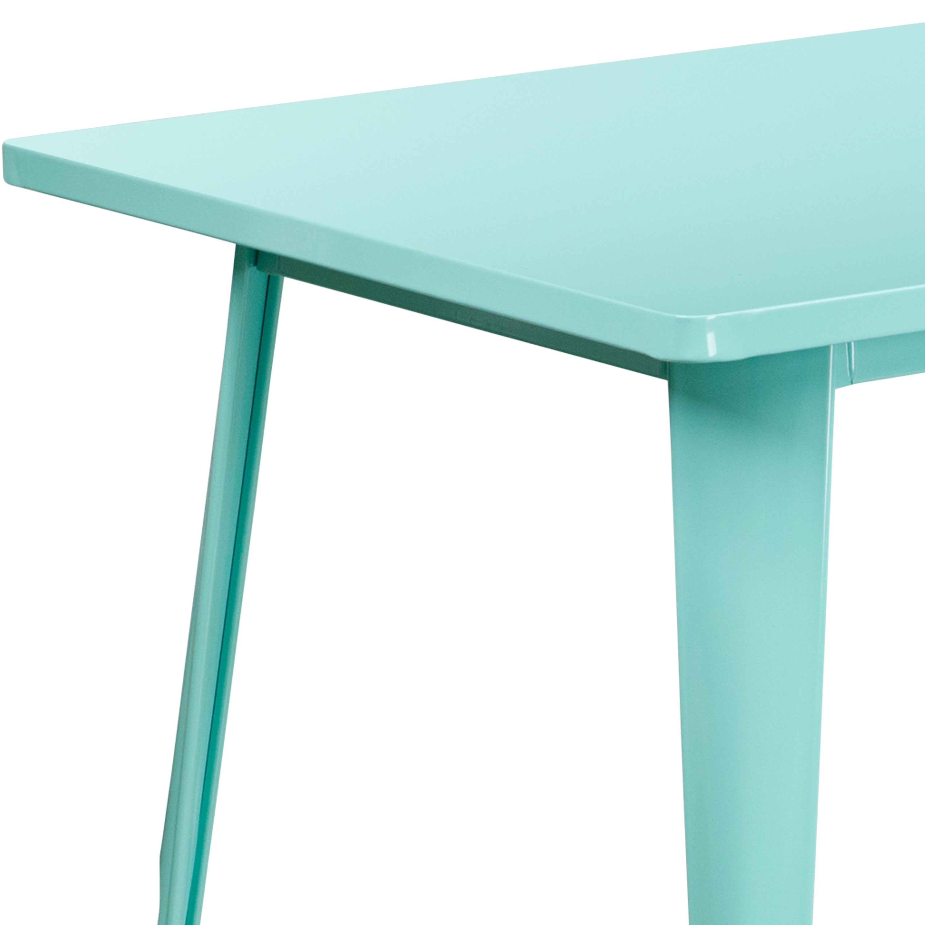 Charis Commercial Grade 31.5" x 63" Rectangular Mint Green Metal Indoor-Outdoor Table
