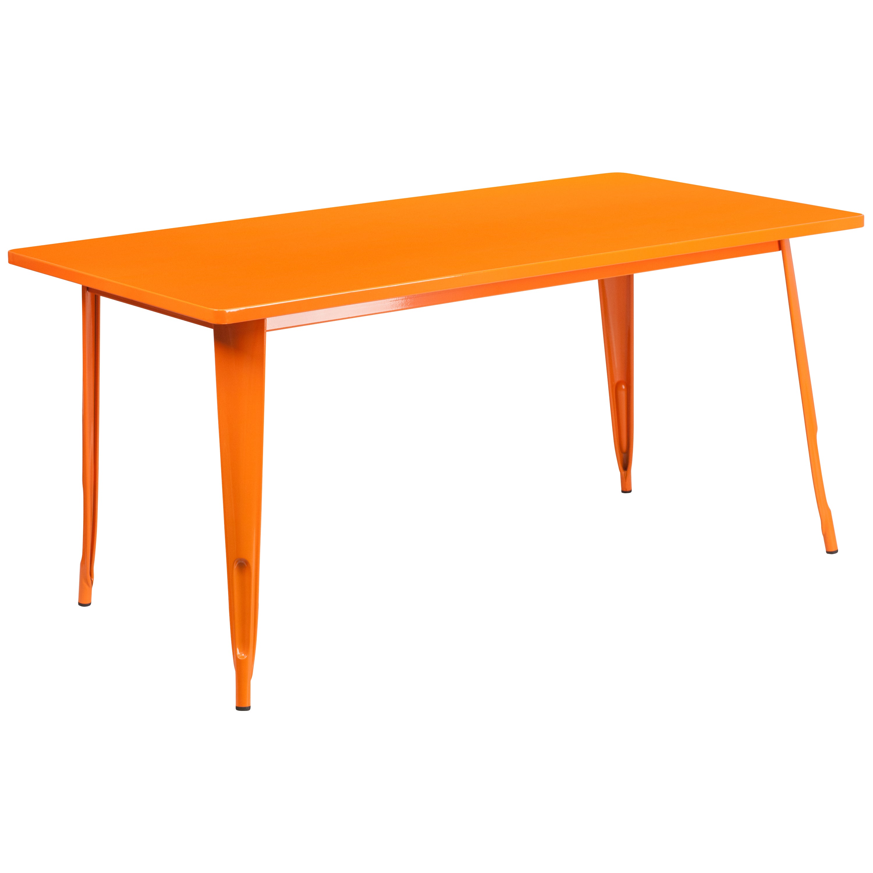 Charis Commercial Grade 31.5" x 63" Rectangular Orange Metal Indoor-Outdoor Table