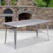 Charis Commercial Grade 31.5" x 63" Rectangular Silver Metal Indoor-Outdoor Table