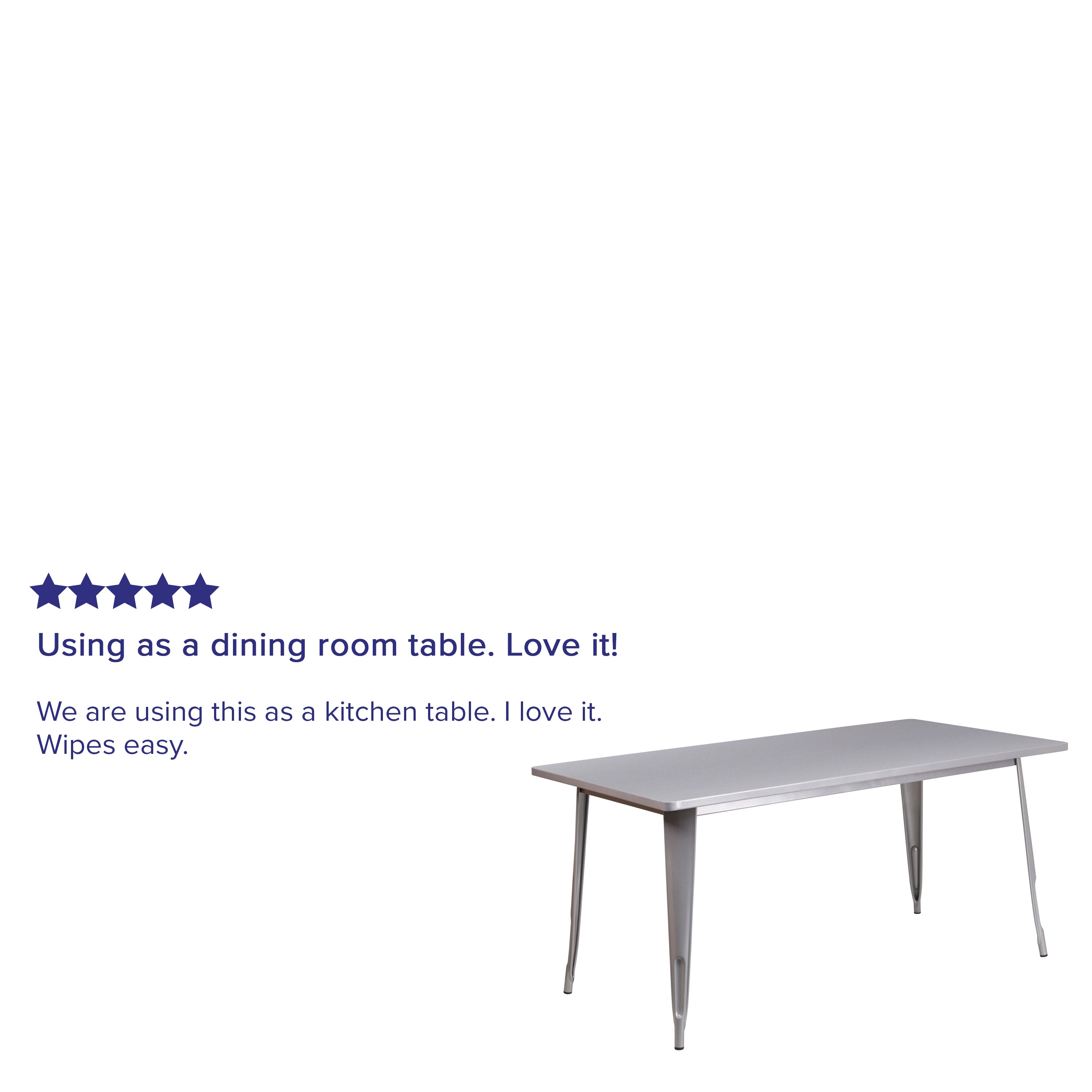 Charis Commercial Grade 31.5" x 63" Rectangular Silver Metal Indoor-Outdoor Table