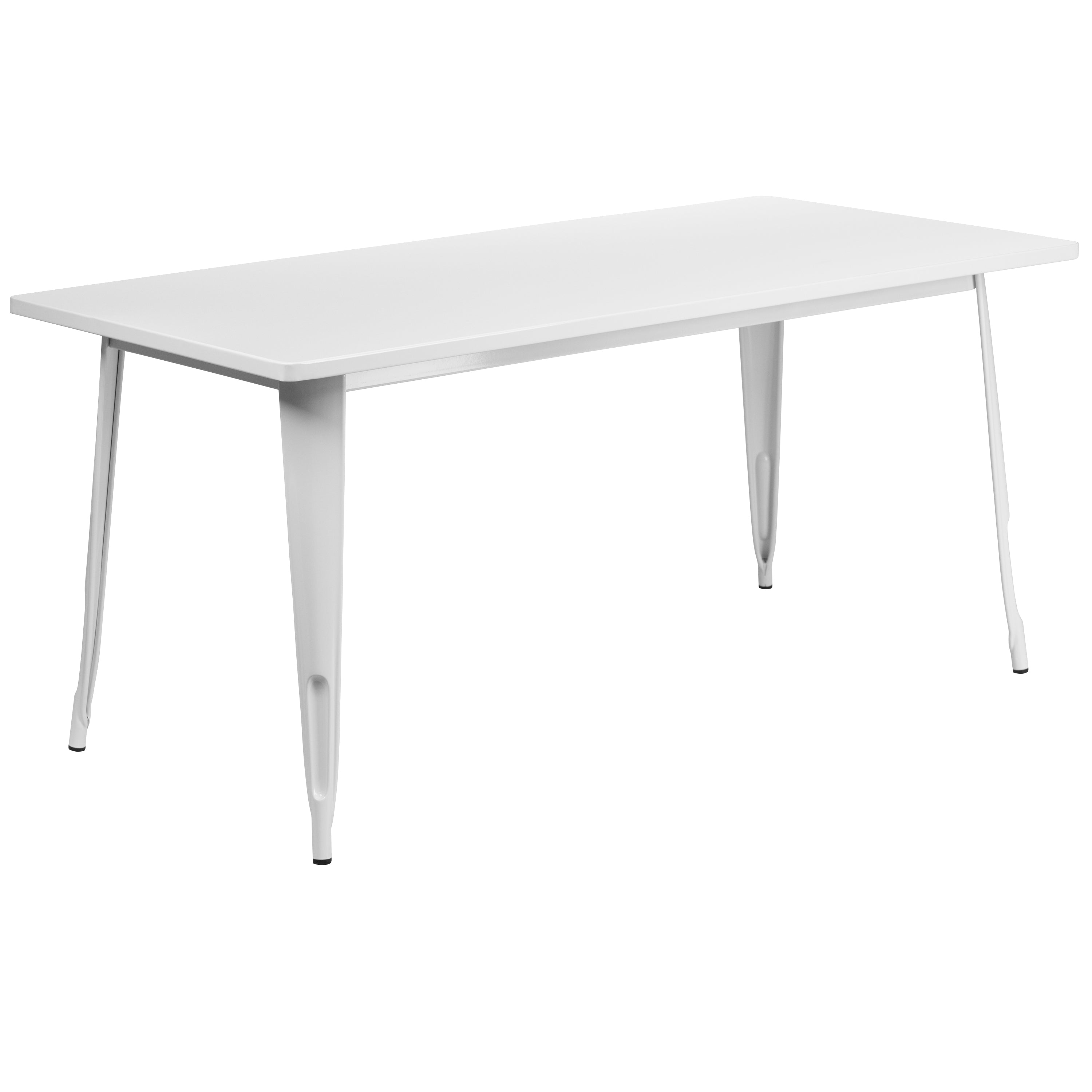 Charis Commercial Grade 31.5" x 63" Rectangular White Metal Indoor-Outdoor Table
