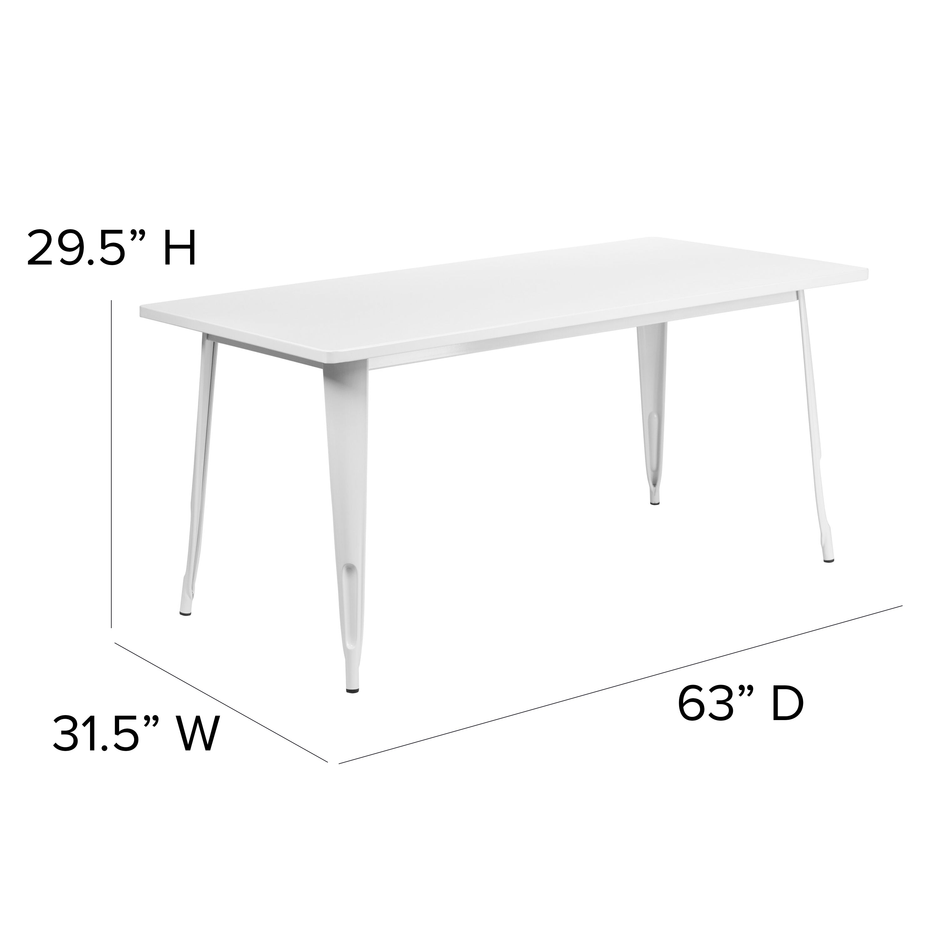 Charis Commercial Grade 31.5" x 63" Rectangular White Metal Indoor-Outdoor Table