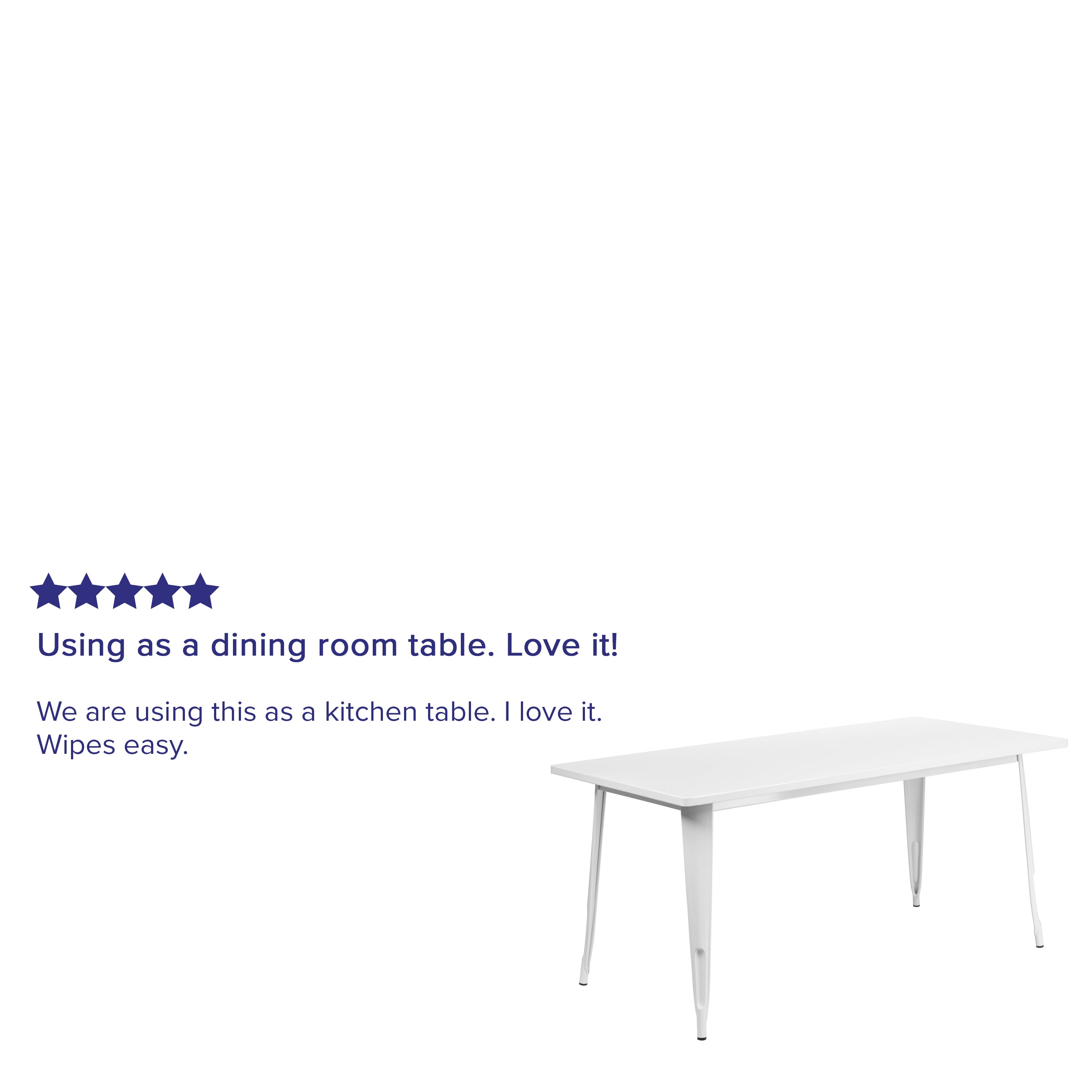 Charis Commercial Grade 31.5" x 63" Rectangular White Metal Indoor-Outdoor Table